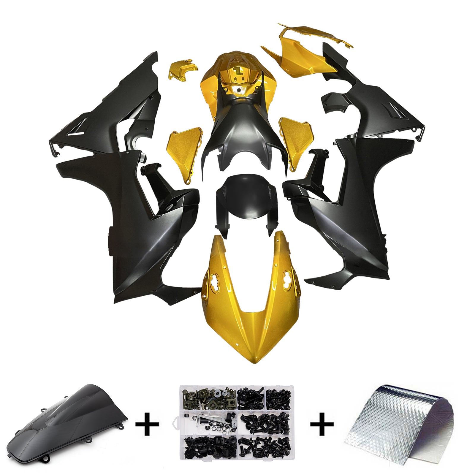 Amotopart 2017-2023 Honda Gold Black CBR1000rr Kit de carénage