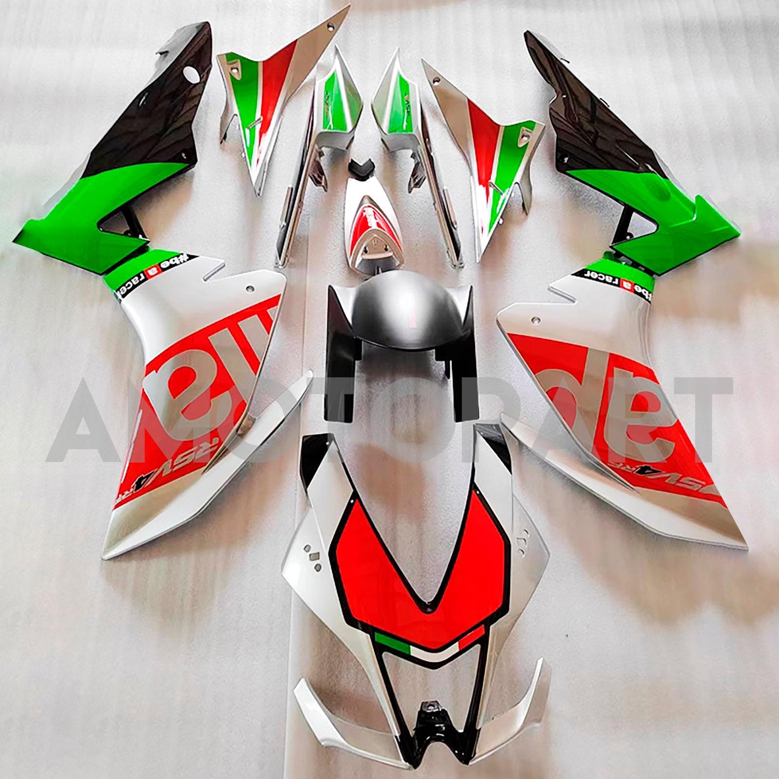 Amotopart 2009-2015 Aprilia RSV4 1000 Green White Black Red Fairing Kit
