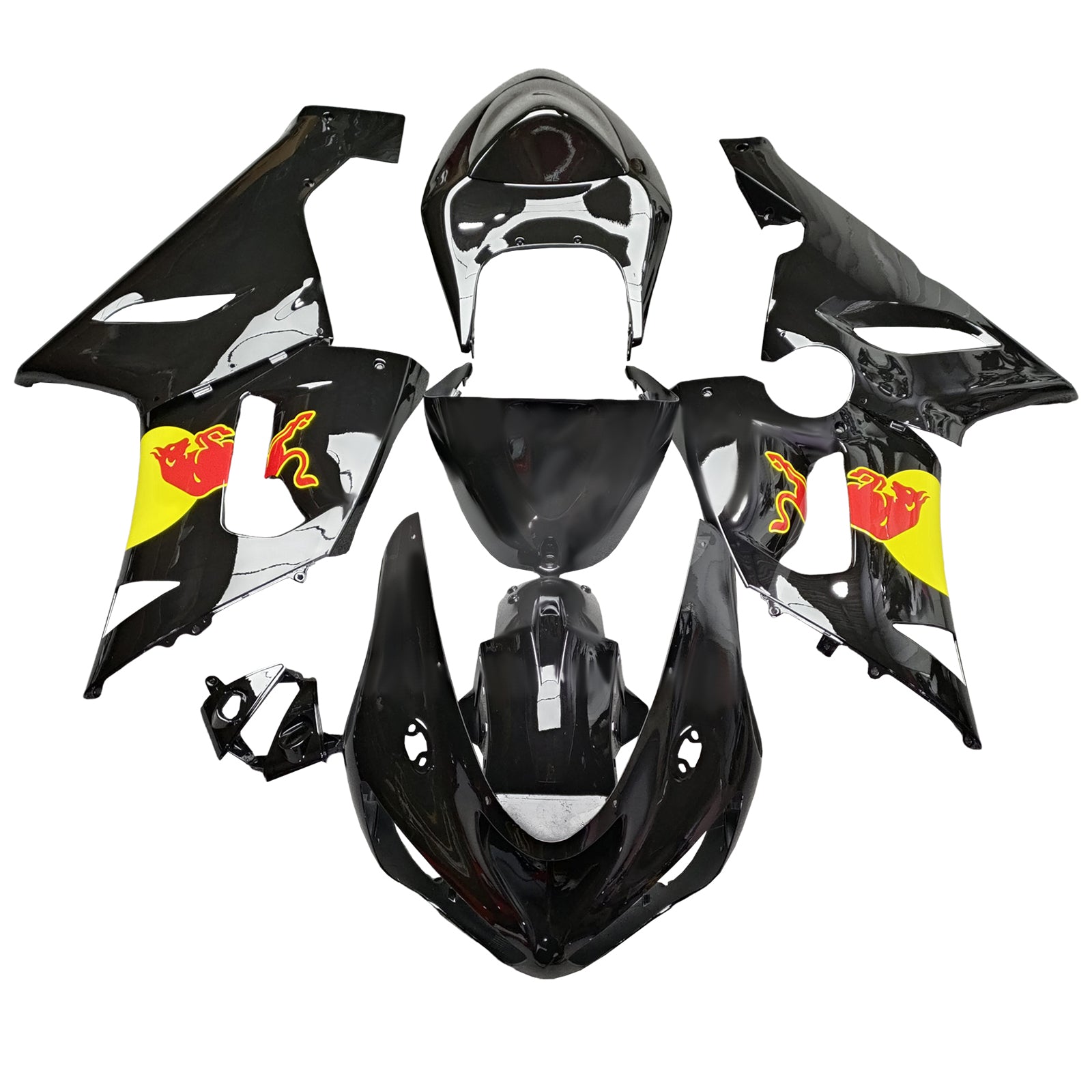 Amotopart 2005-2006 Kawasaki ZX6R 636 Black Yellow White Fairing Kit
