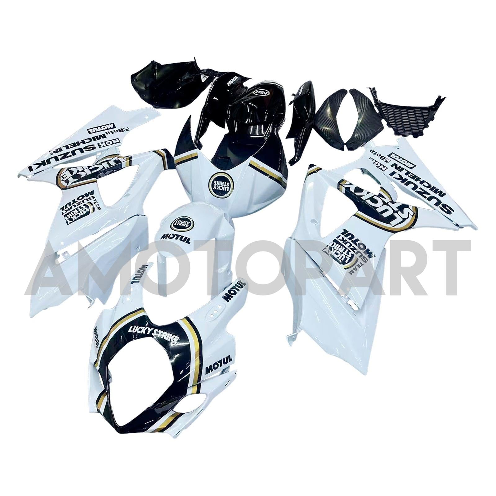 Amotopart 2007-2008 Suzuki GSXR1000 White Black Fearing Kit
