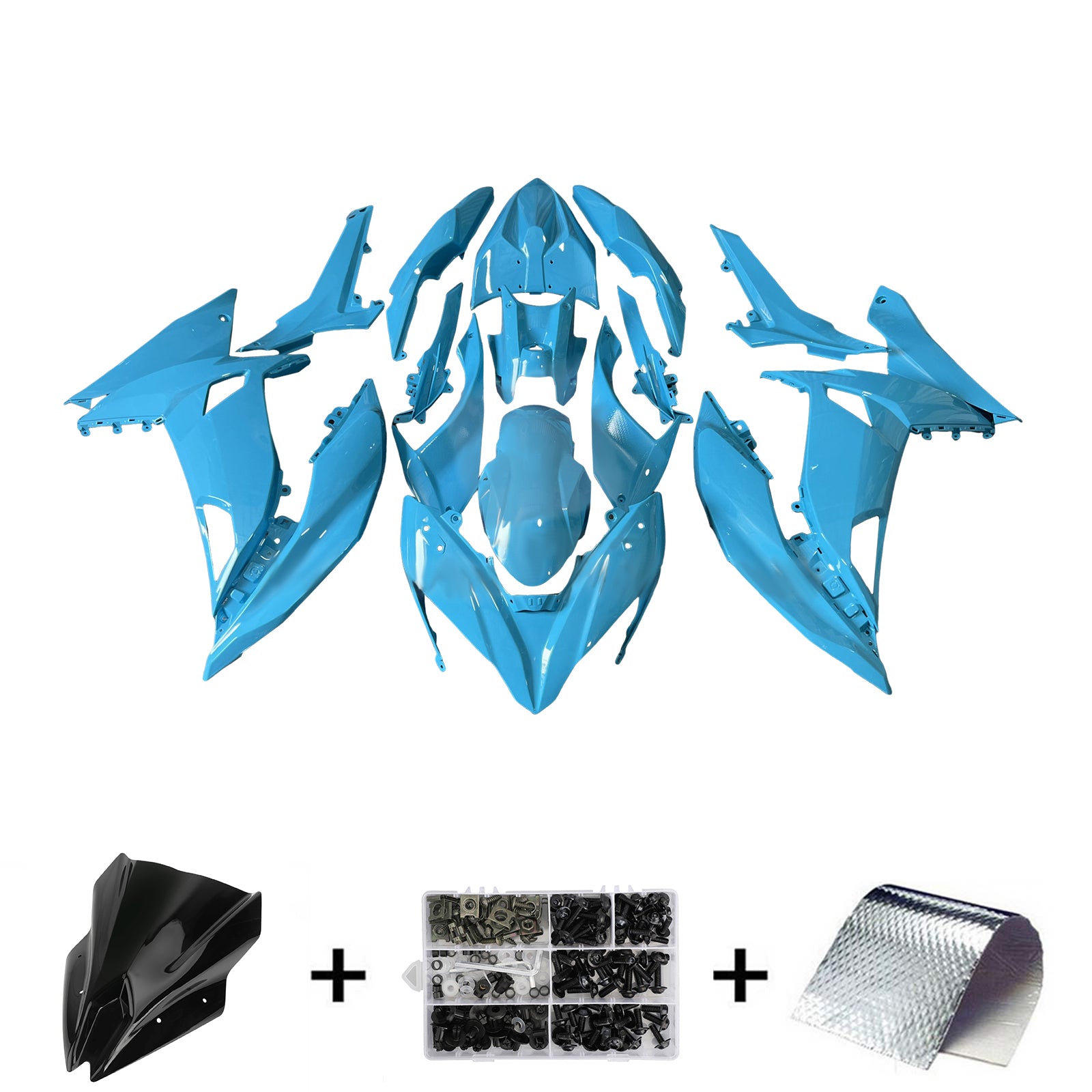 Amotopart 2017-2019 Kawasaki ER6F/Ninja650R Light Blue Fairing Kit