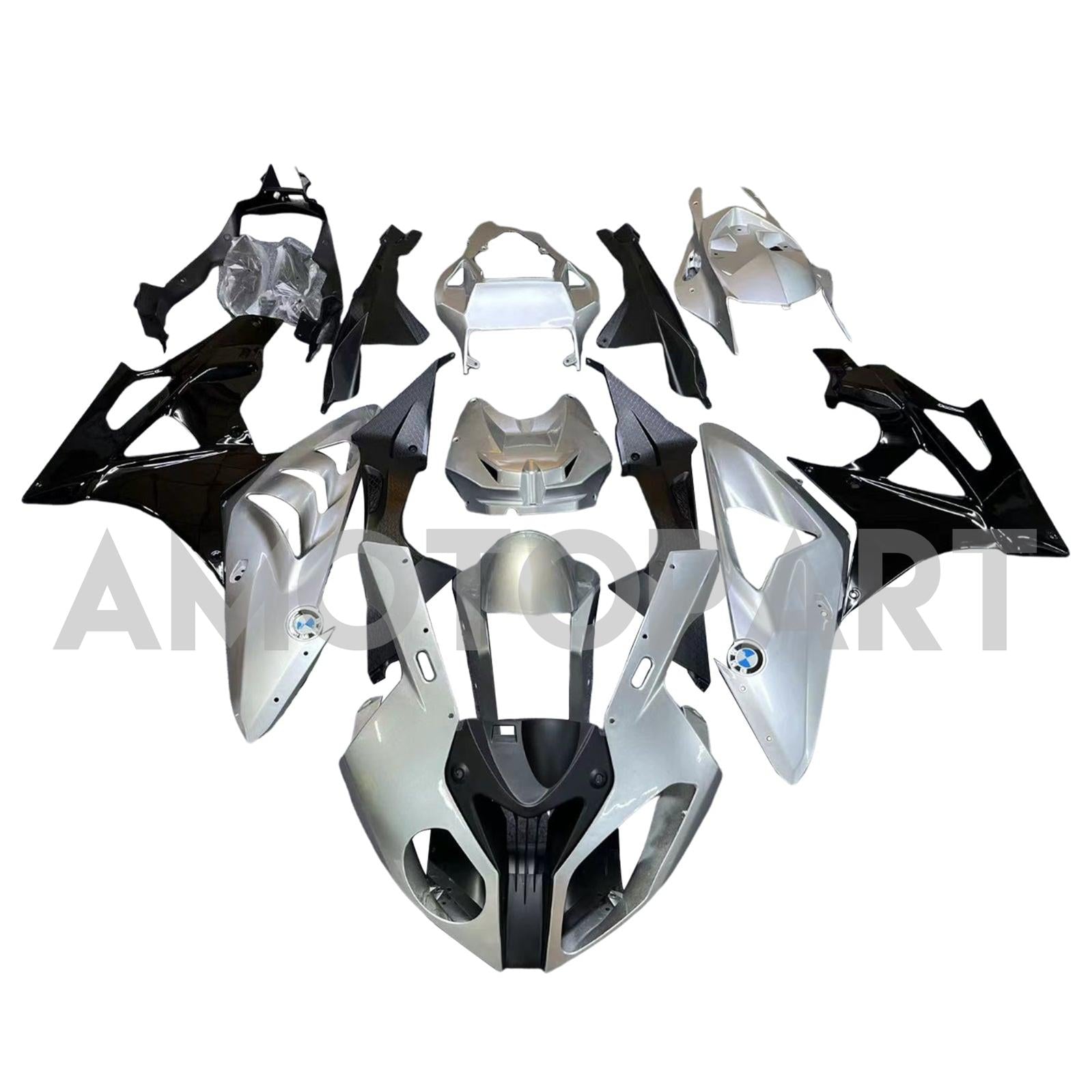 Amotopart 2009-2014 BMW S1000RR Sliver Black Fairing Kit