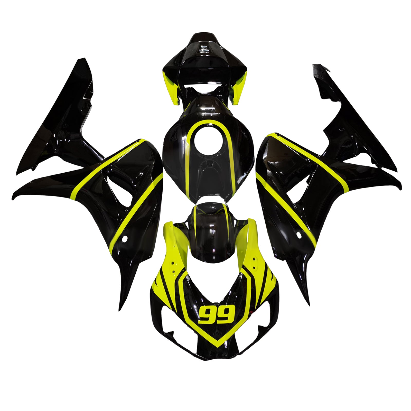 Amotopart 2006-2007 Honda CBR1000RR Black Light Green Fairing Kit