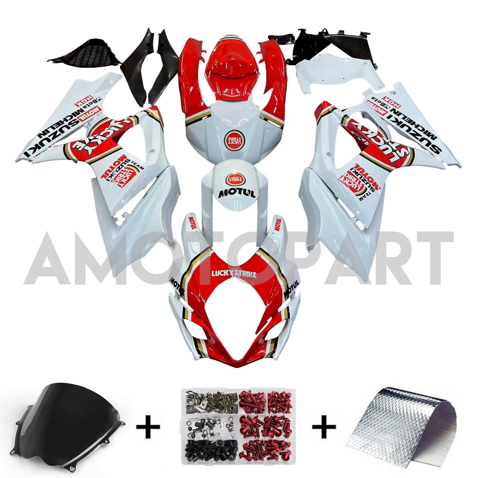 Amotopart 2007-2008 Suzuki GSXR1000 Red White Black Fairing Kit