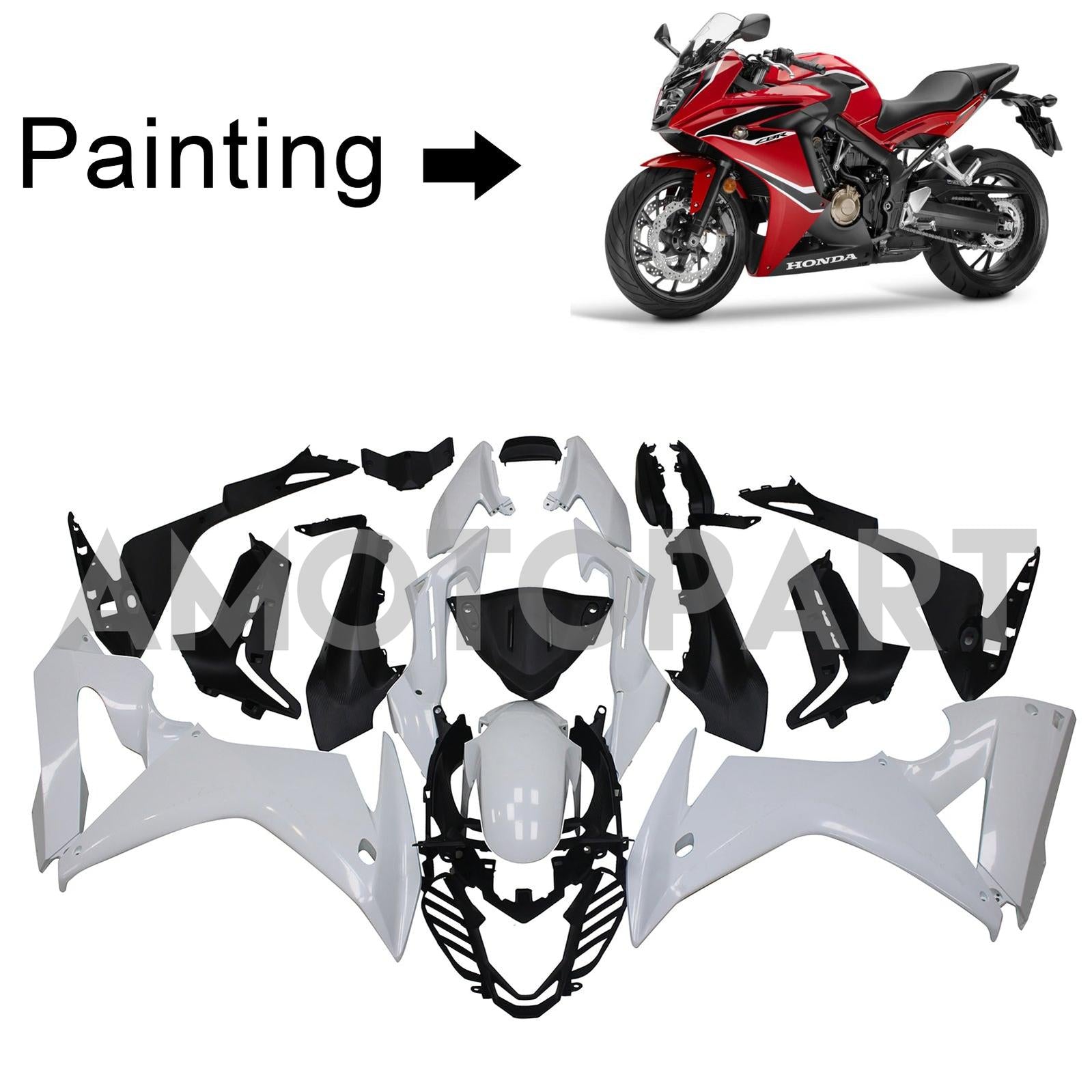 Amotopart 2017-2019 Honda CBR650F Red&Black Fairing Kit