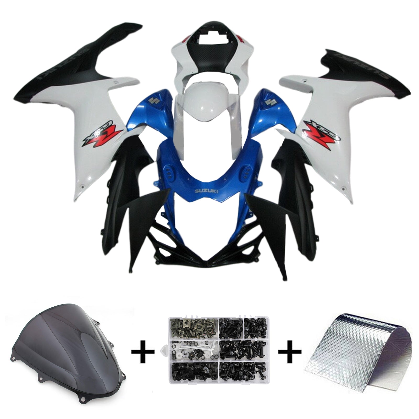 Amotopart 2011-2025 K11 GSXR 600/750 Suzuki Blue&White Style2 Fairing Kit