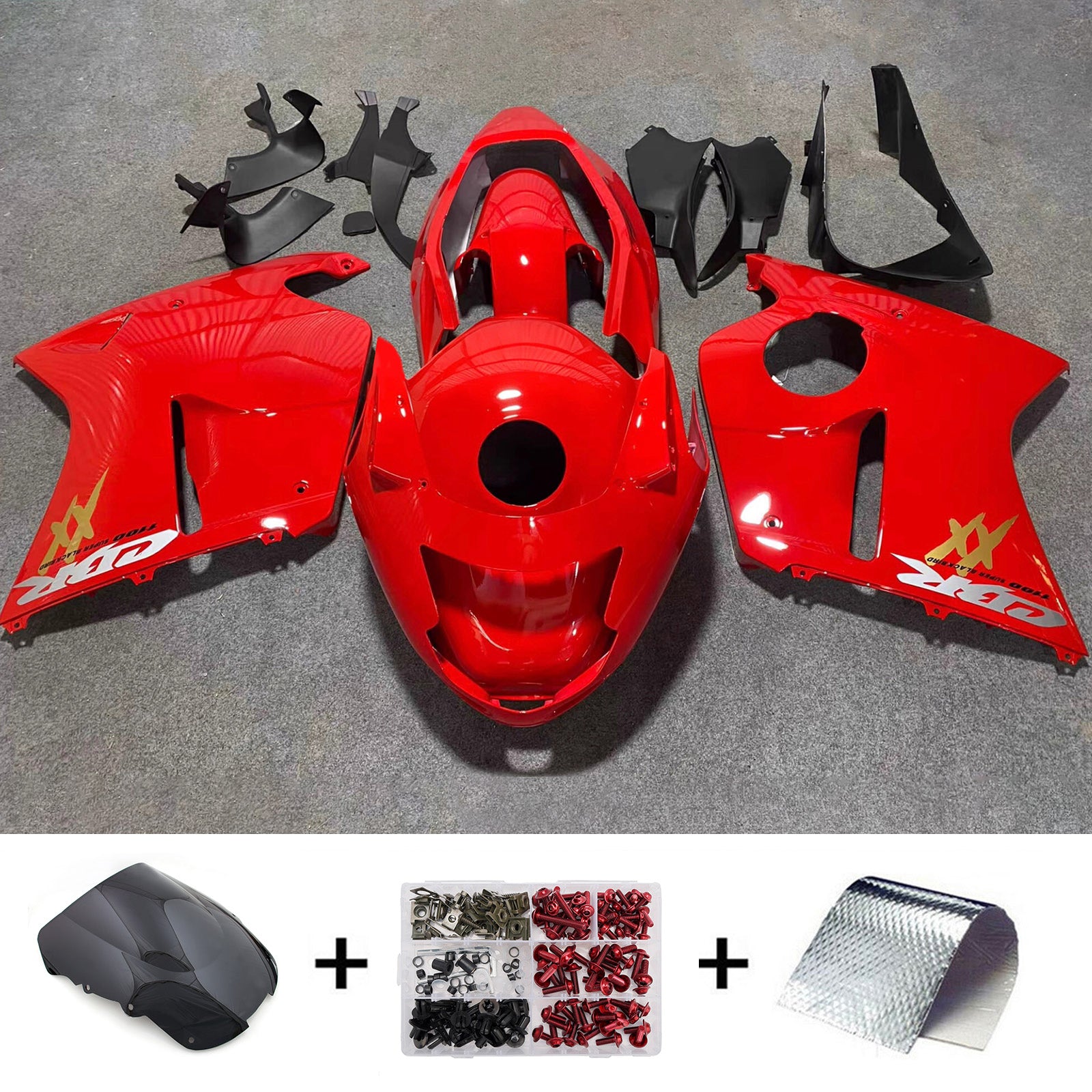 Amotopart 1996-2007 Honda CBR1100XX SuperBlackBird Red Fairing Kit