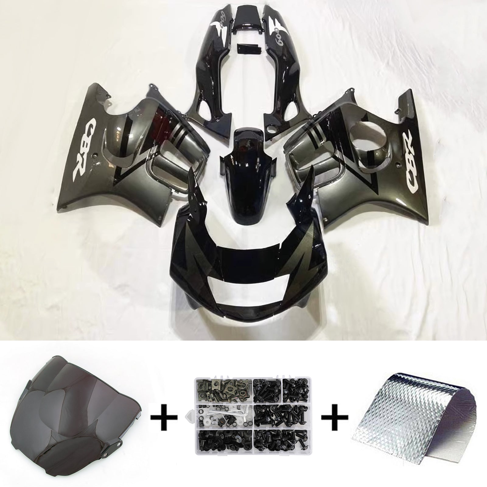 Amotopart 1997-1998 CBR600 F3 Honda Matte Black with Logo Faming Kit