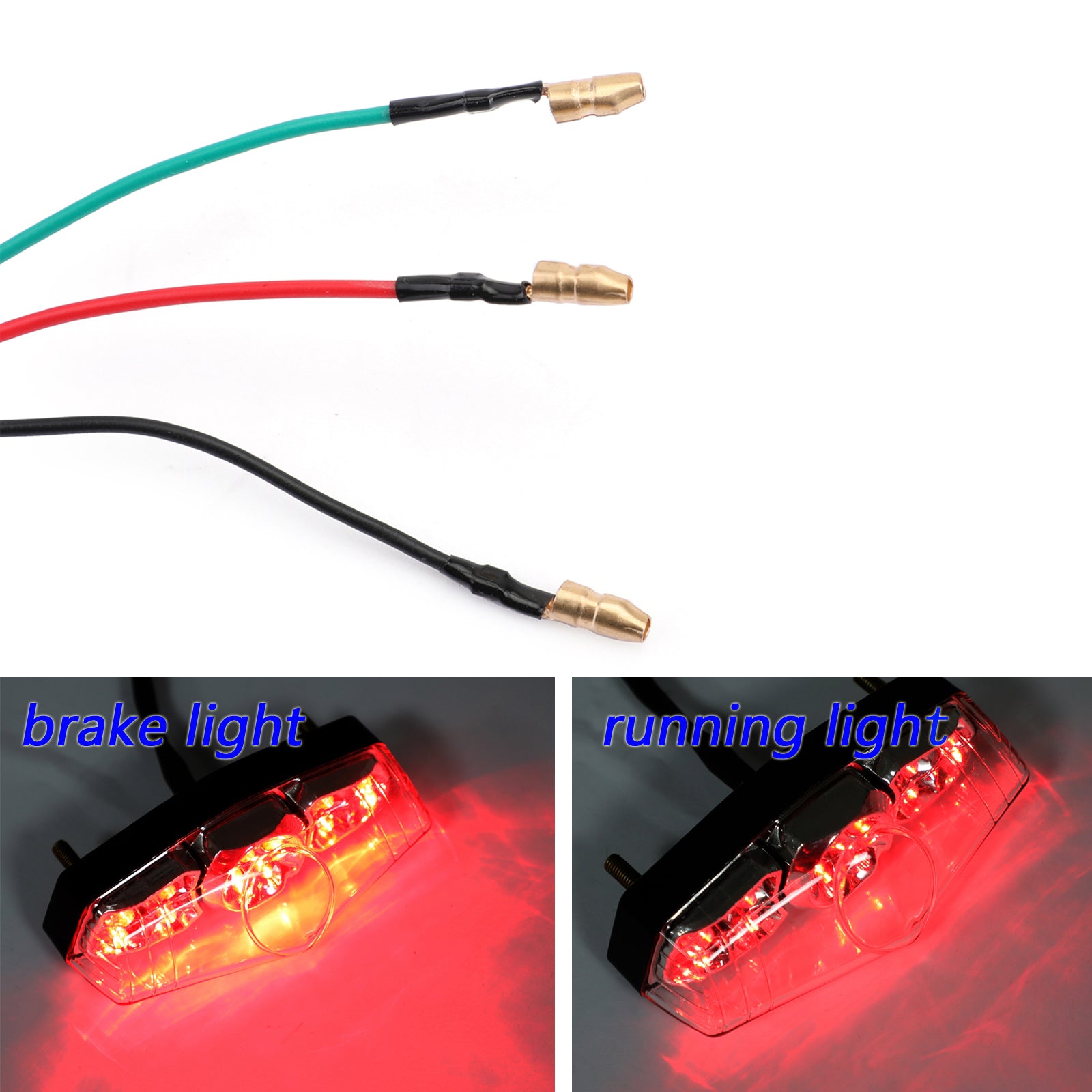 ABS Motorcycle LED Clear 12V Brake Stop Running Rear Tail Light Lamp Universal