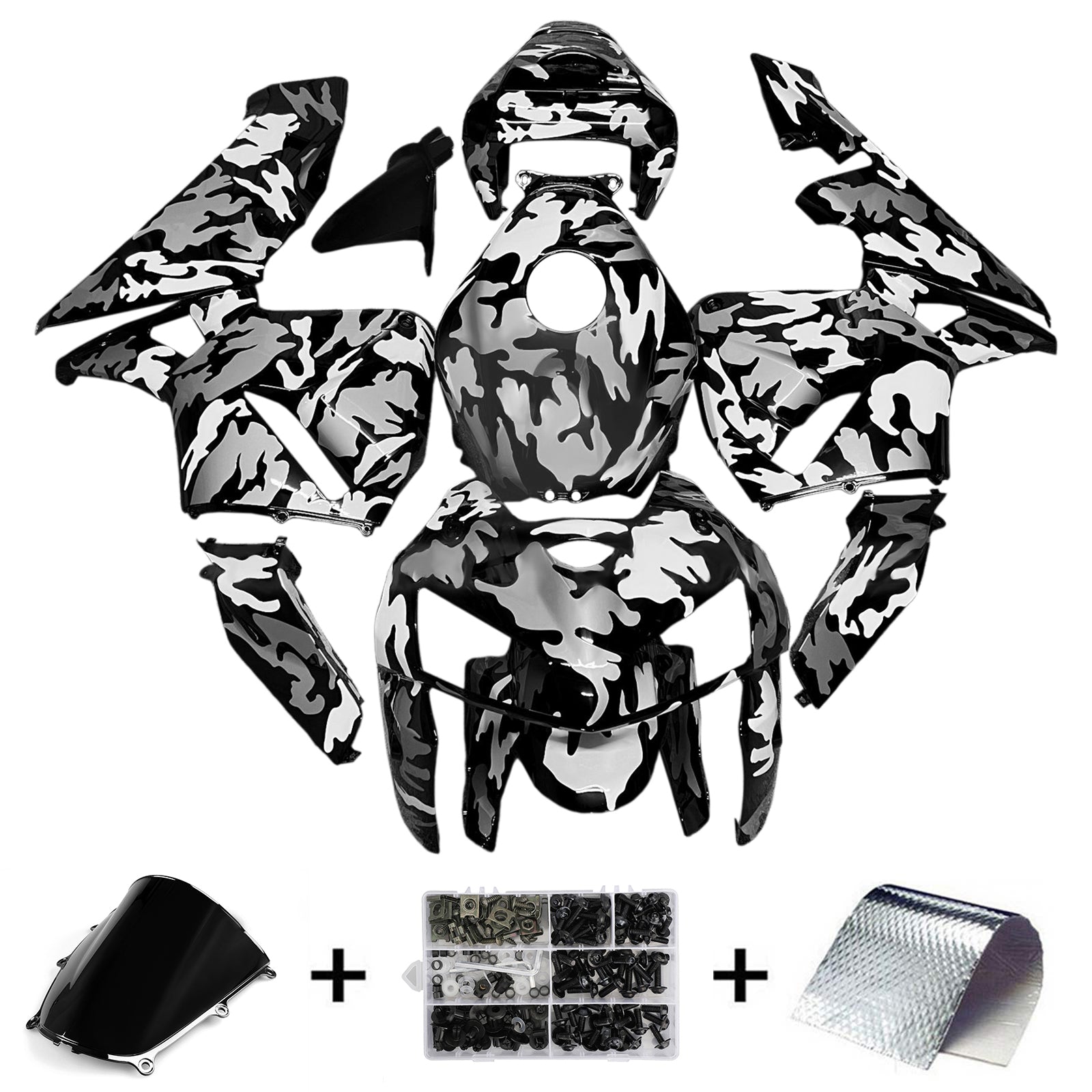 Amotopart 2005-2006 Honda CBR600RR Kit de carénage gris blanc noir