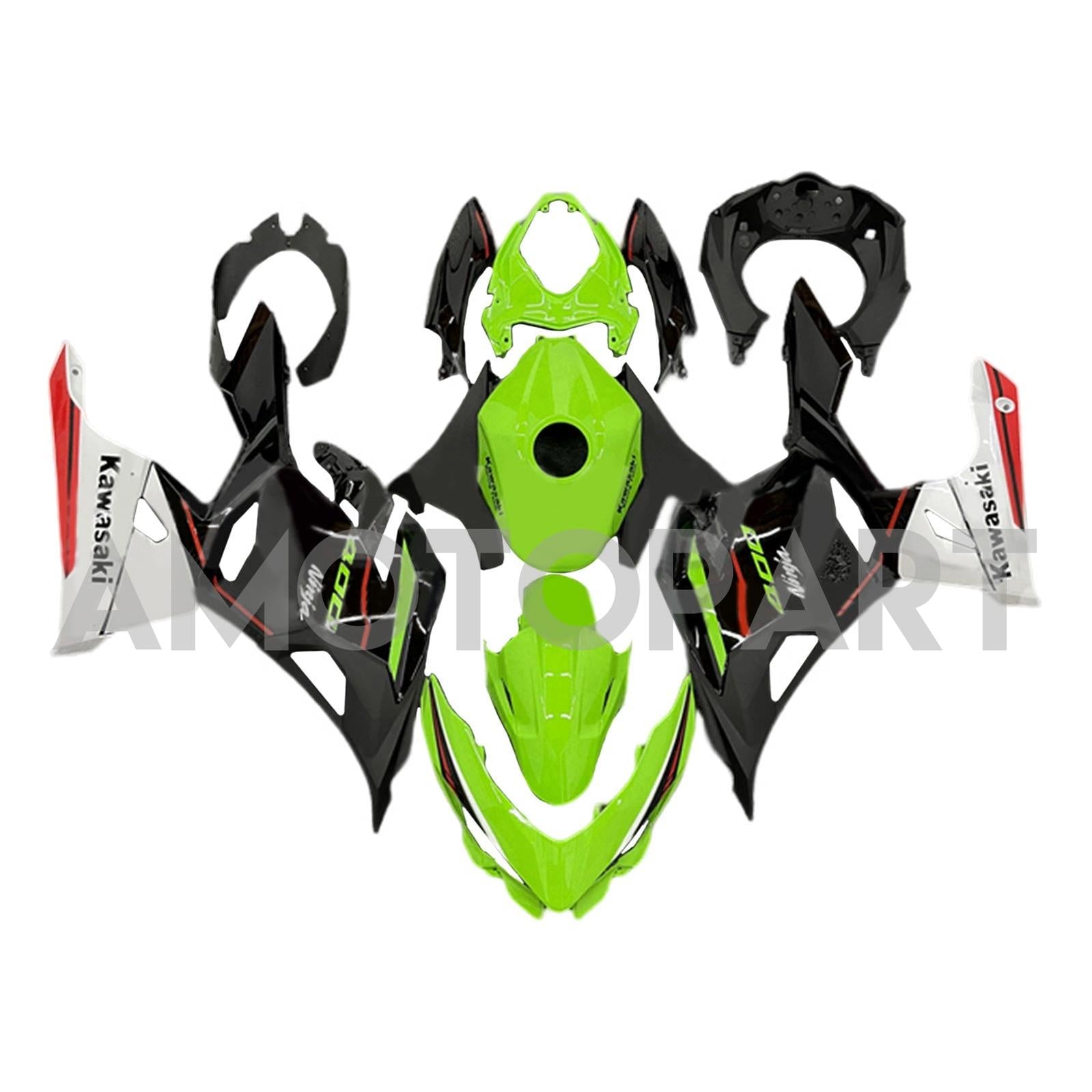 Amotopart 2018-2024 Kawasaki EX400 Ninja400 Green&Black Fairing Kit