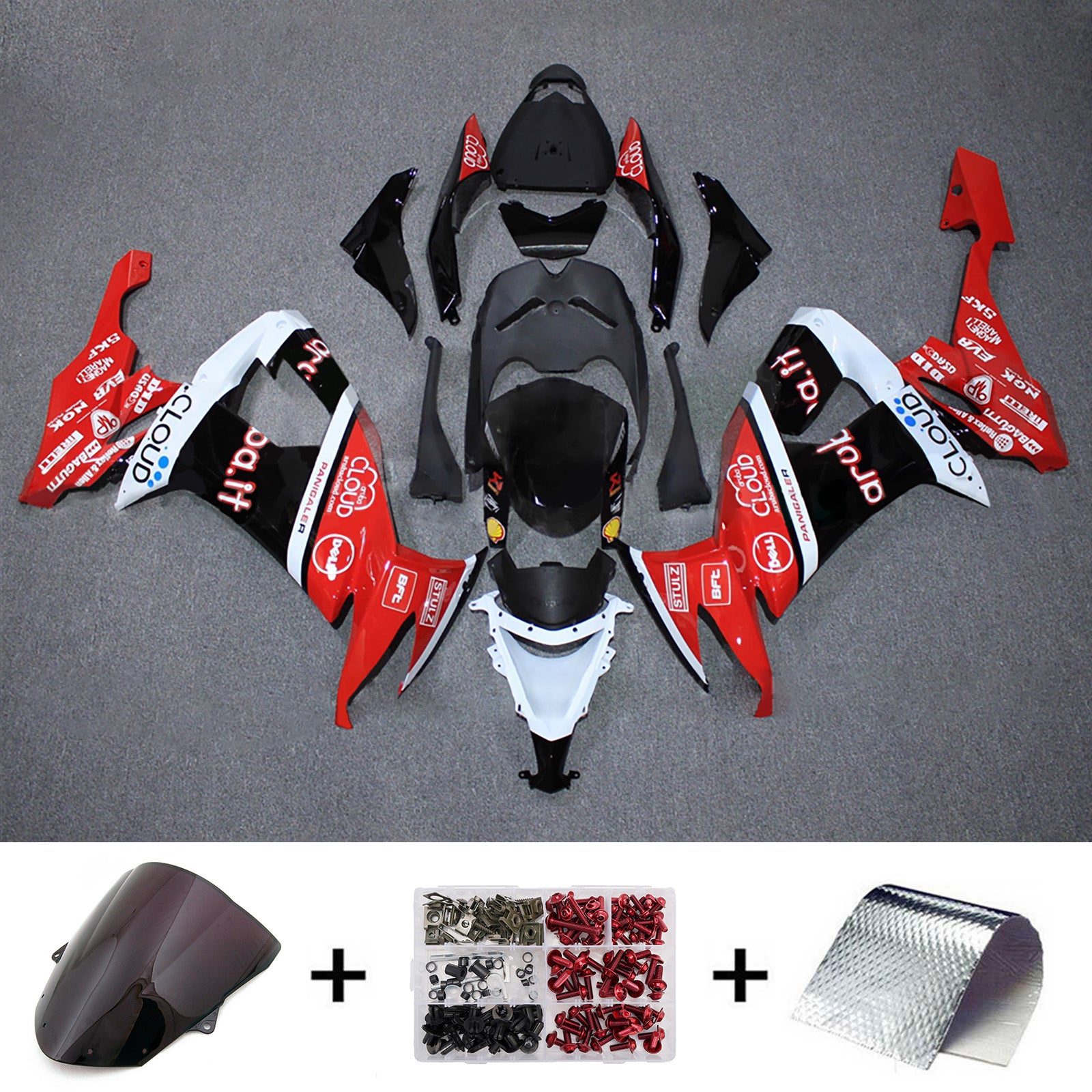 Amotopart 2008-2010 Kawasaki ZX10R Red Black White Fairing Kit