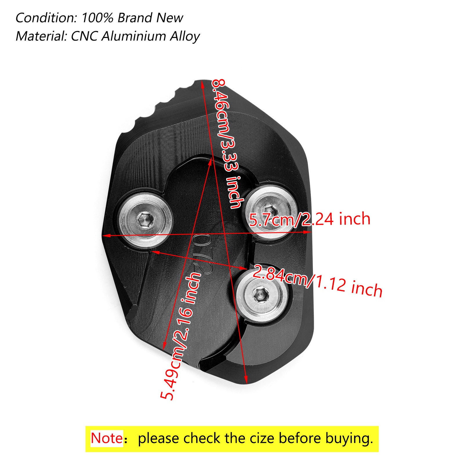2018-2019 HONDA CB1000R Side Stand Extension Kickstand Enlarger Plate Black
