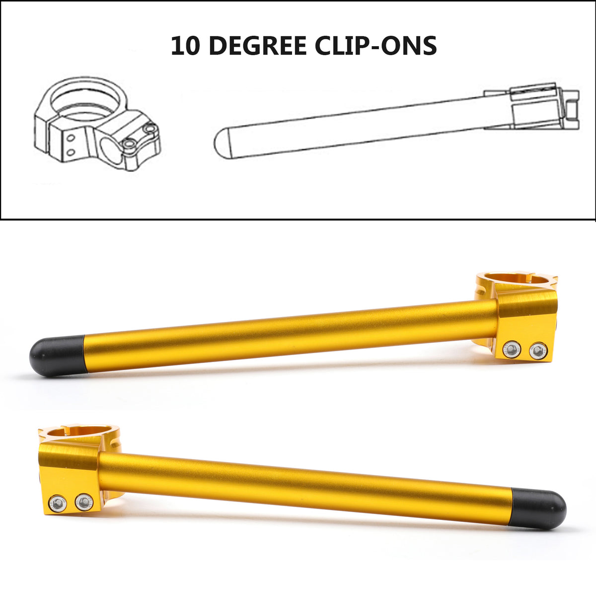 1997-2003 SUZUKI GSXR600 45mm GOLD Universal Motoycycle Clip-On Handlebars