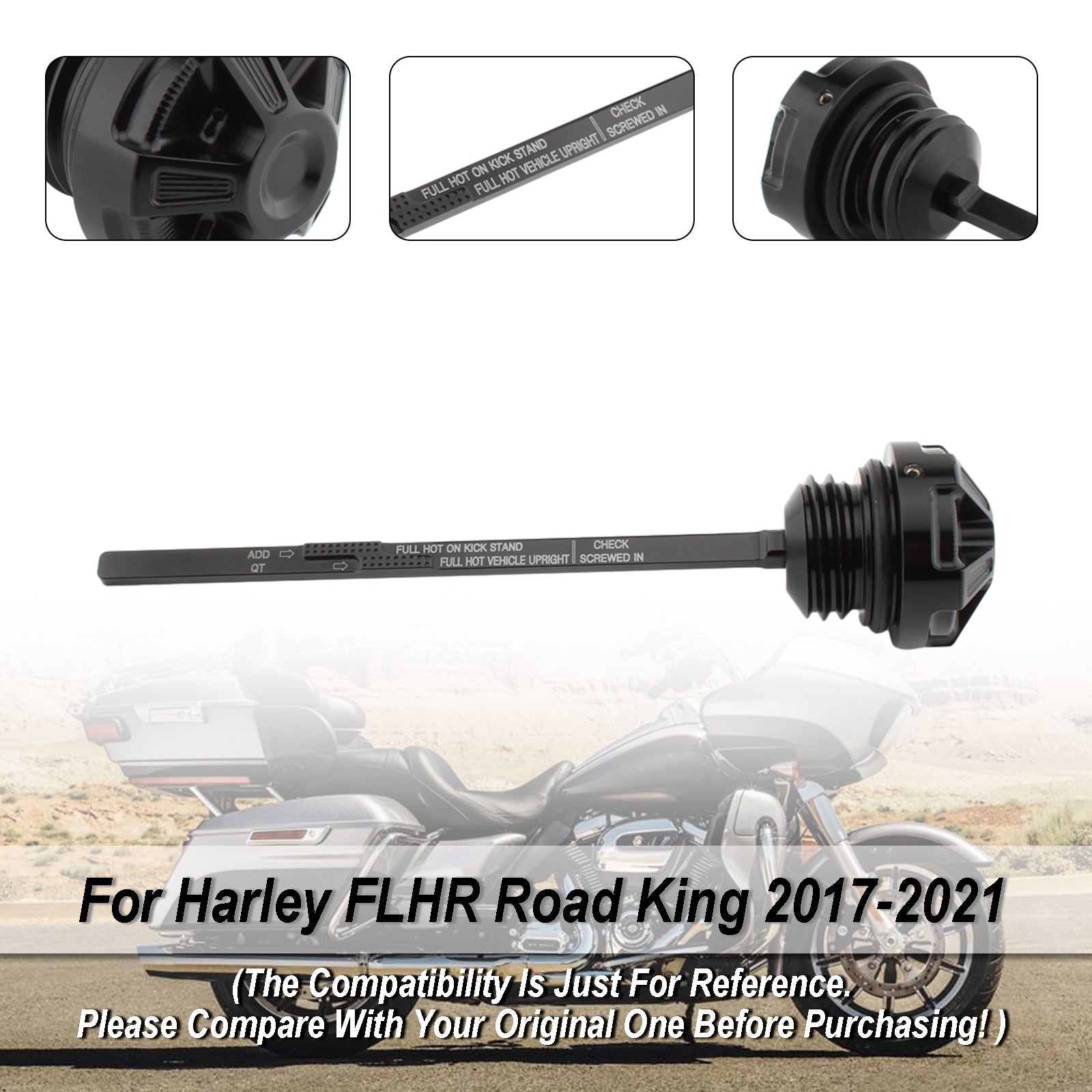 17-21 Road Electra Street Glide Road King Tapón de tapa de tanque de varilla medidora de aceite
