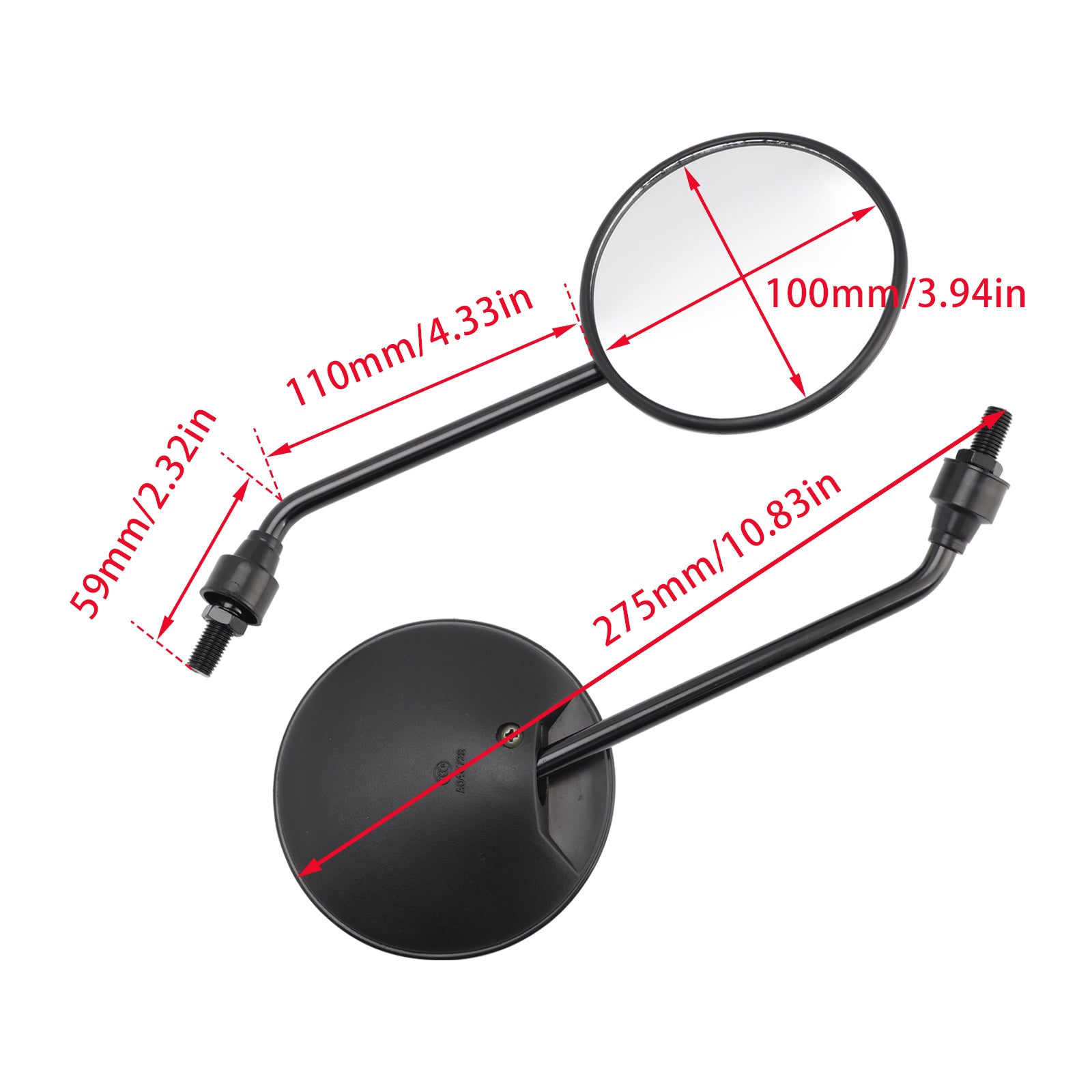 1994-2010 Honda XL600V XL650V XL700V Transalp Black 10mm Rearview Mirror Set