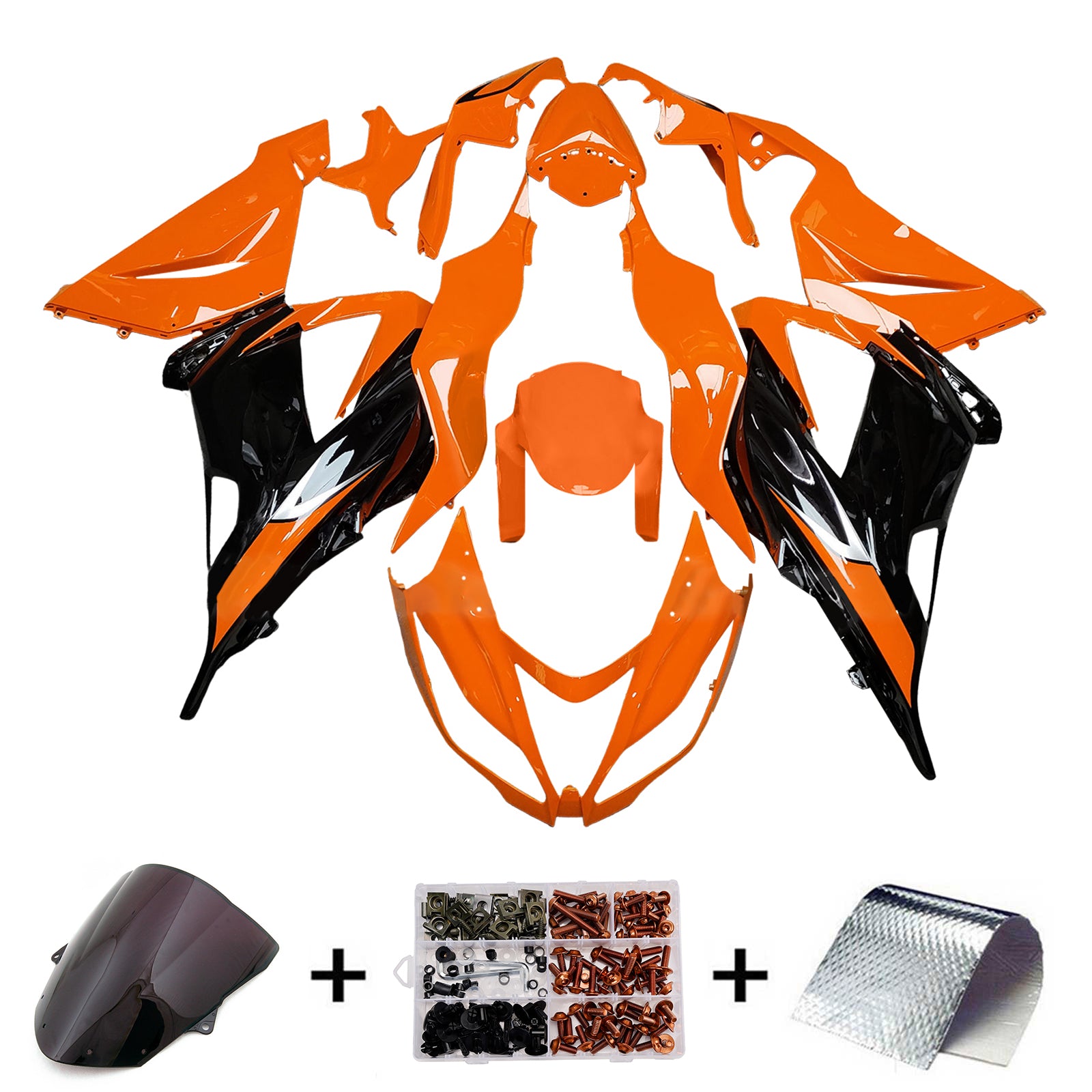 Amotopart 2013-2018 Kawasaki ZX6R 636 Black Orange Fairing Kit