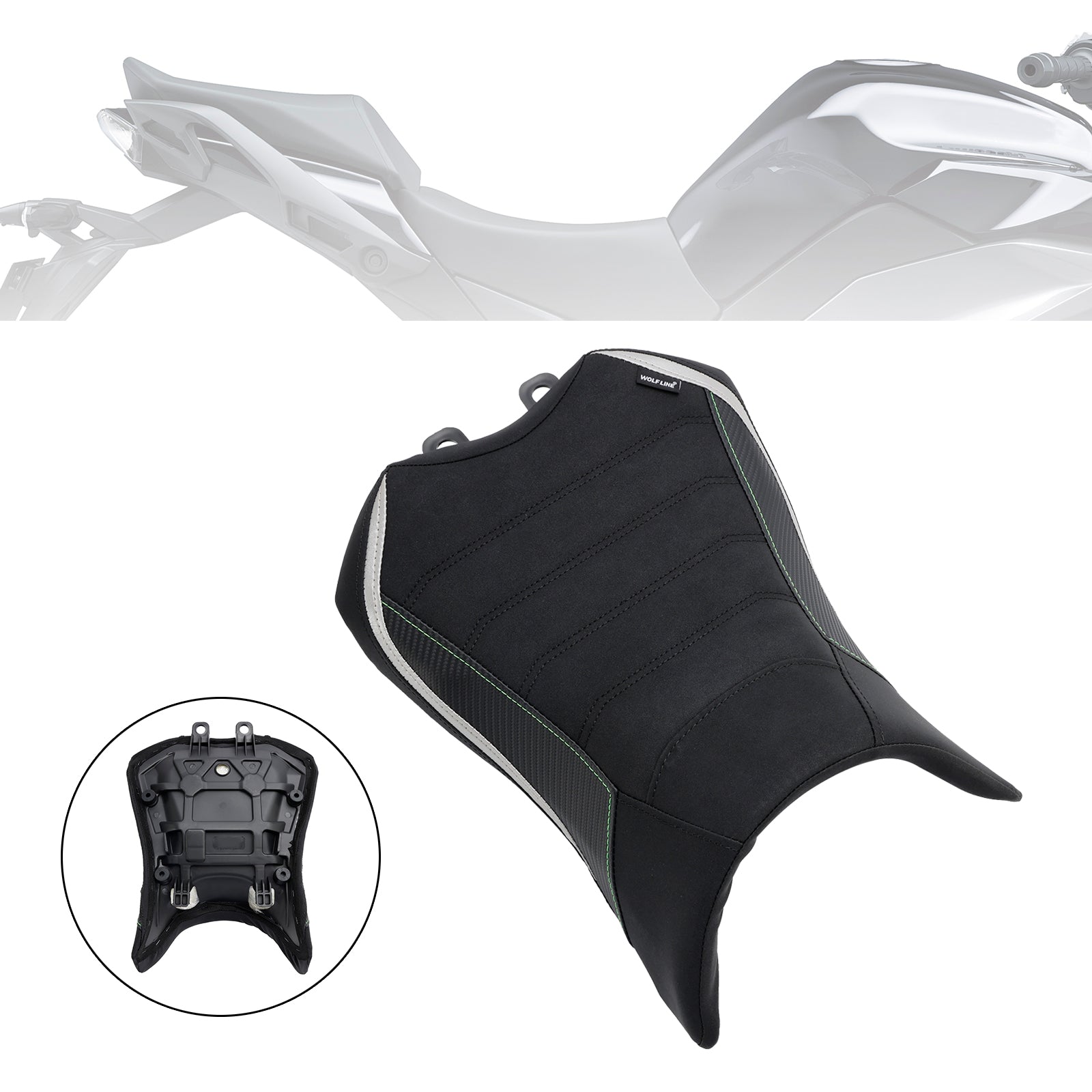 KAWASAKI Ninja 1000SX 22-23 Front Driver Raider Seat Pillion Saddle Green