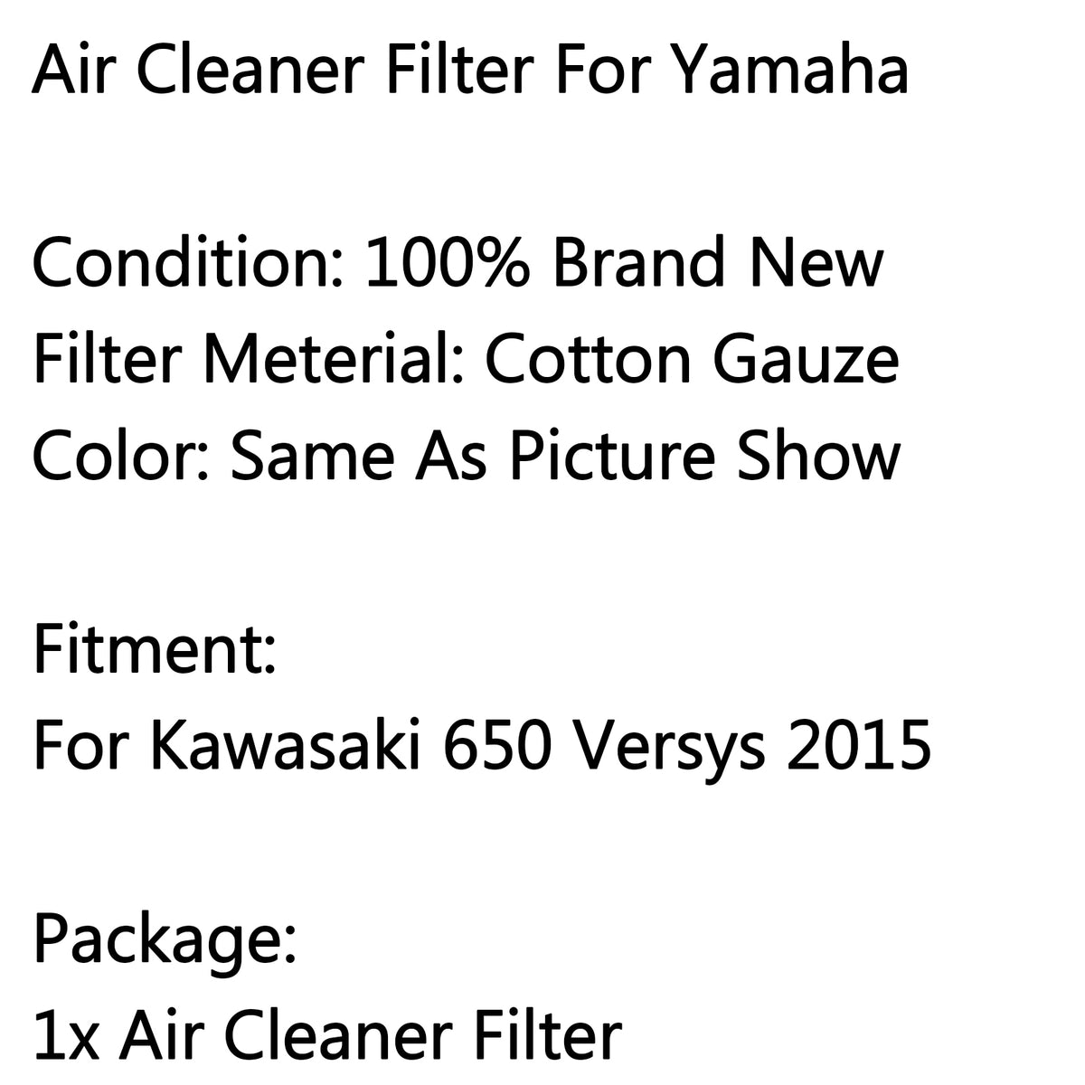 2015 Kawasaki 650 Versys Motorcycle High Flow Air Filter Air Cleaner