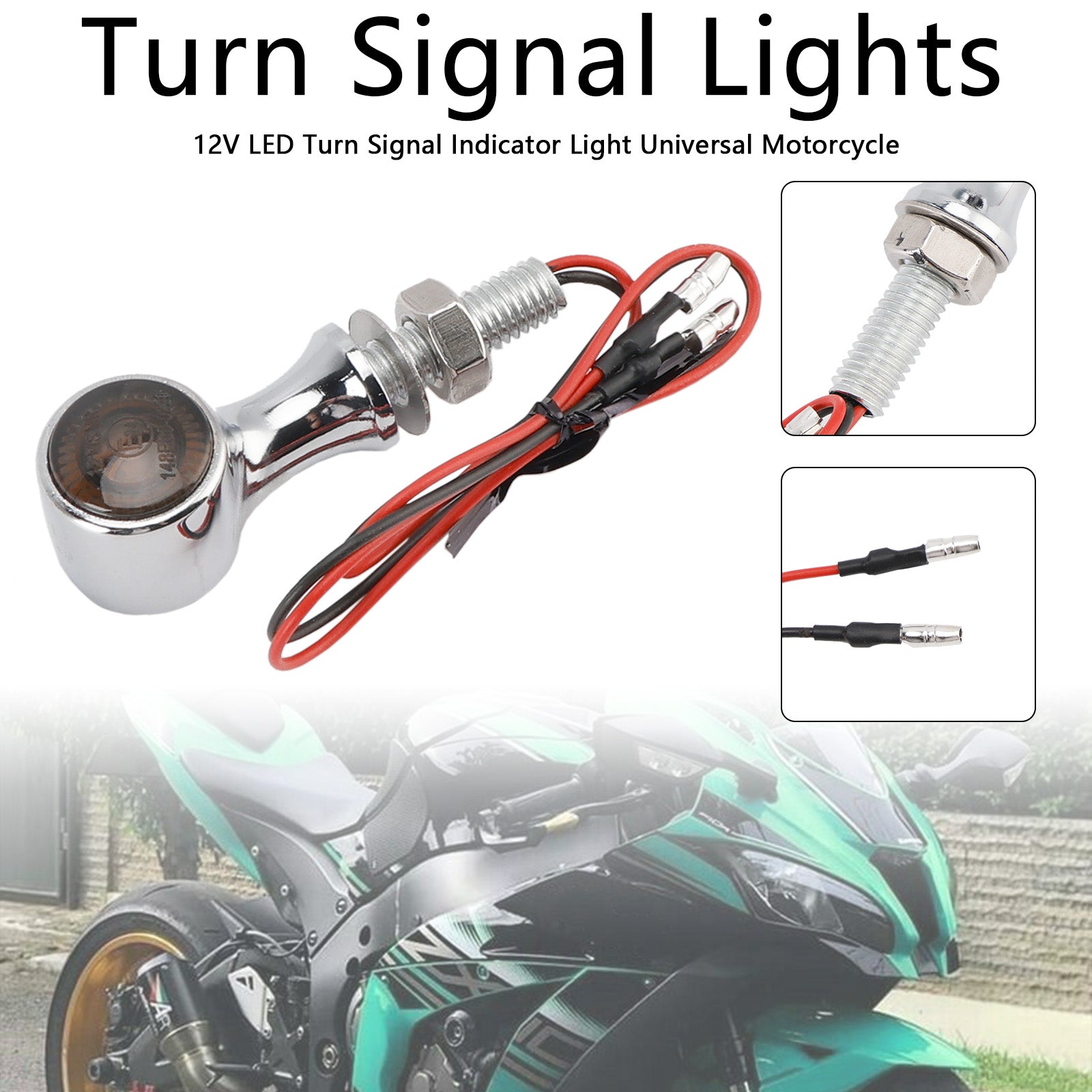 Universal Motorcycle 12V LED Turn Signal Indicator Light 8mm