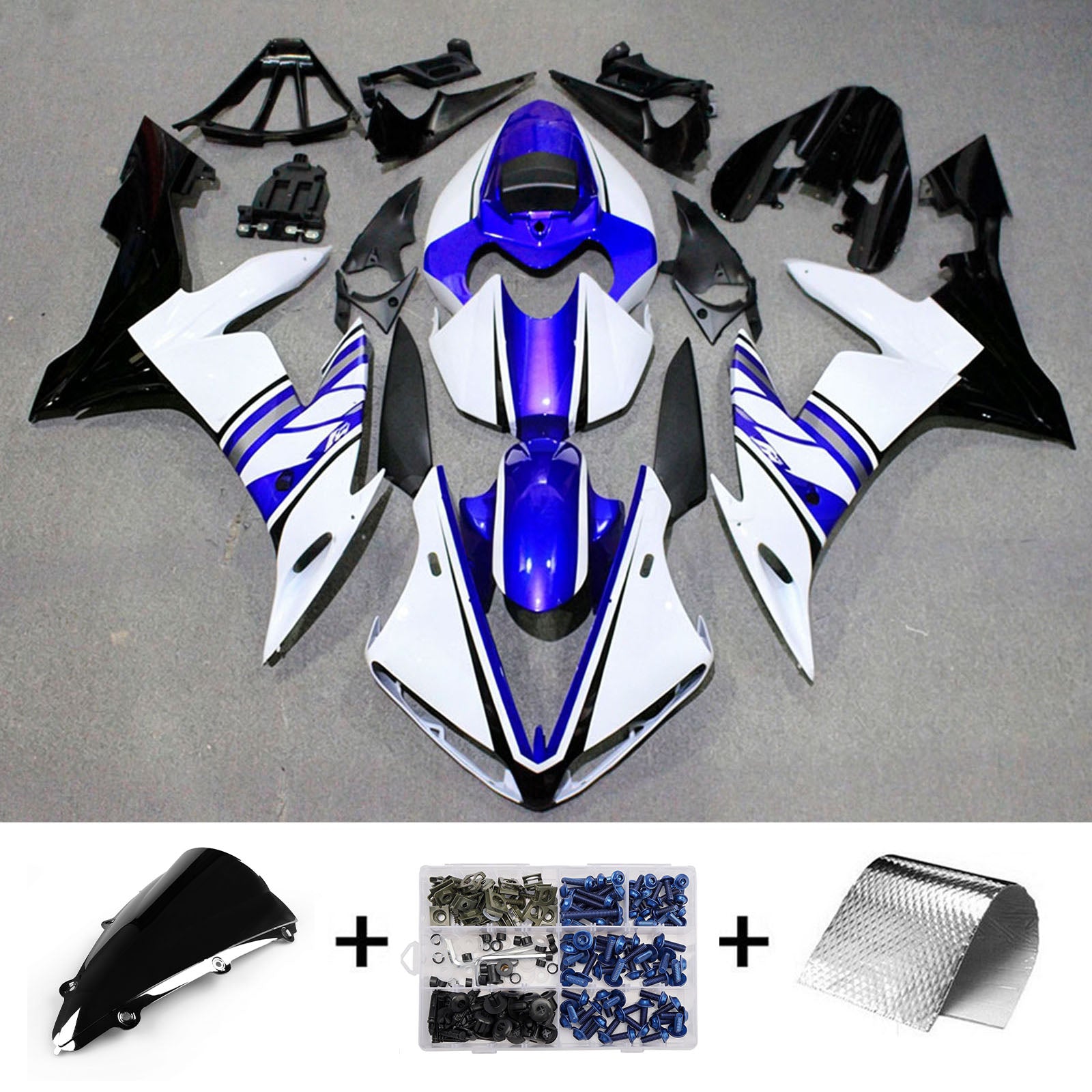 Amotopart 2004–2006 Yamaha YZF 1000 R1 Weiß/Blau Verkleidungsset