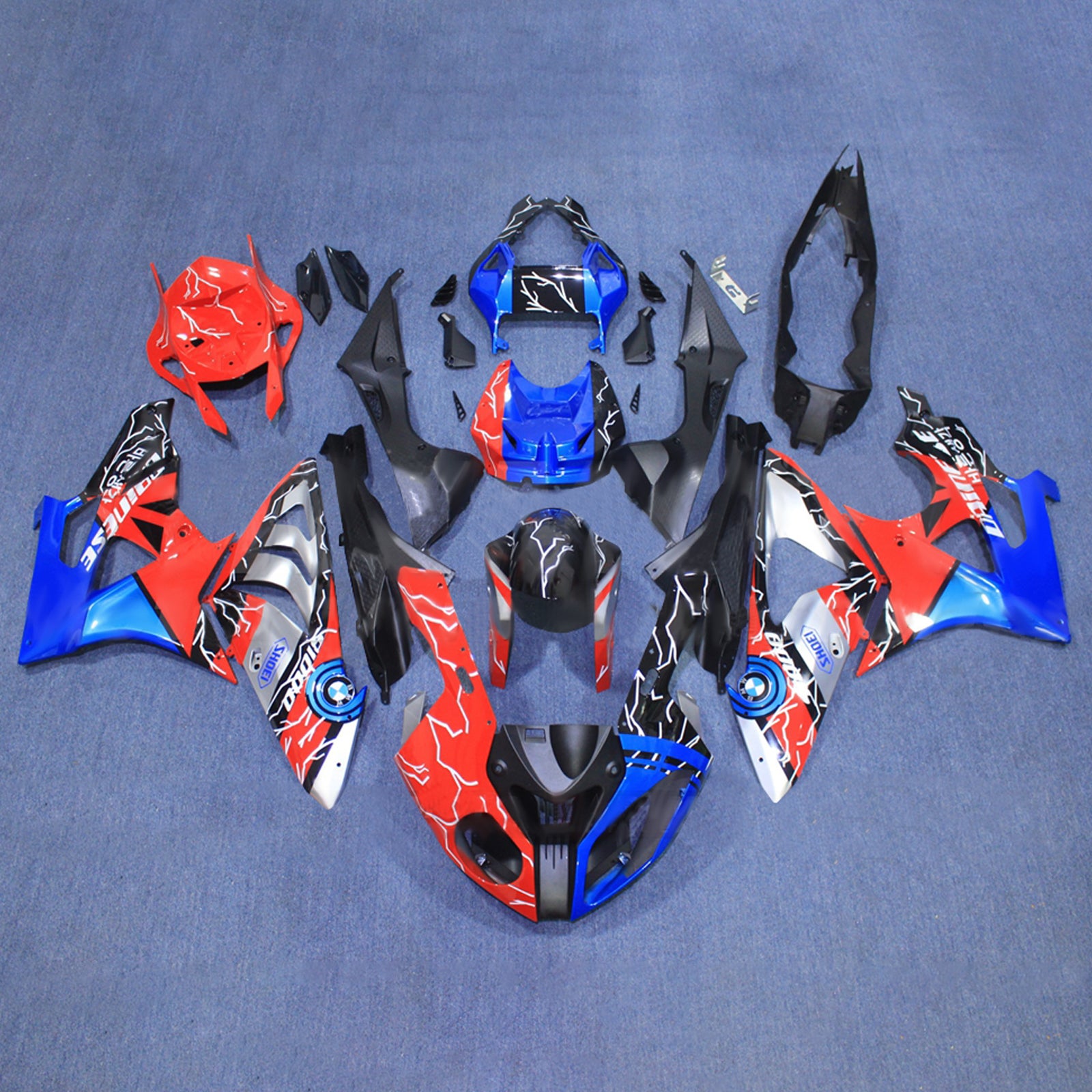 AMOTOPT 2009-2014 BMW S1000RR Kit de carenagem de prata azul azul vermelho preto
