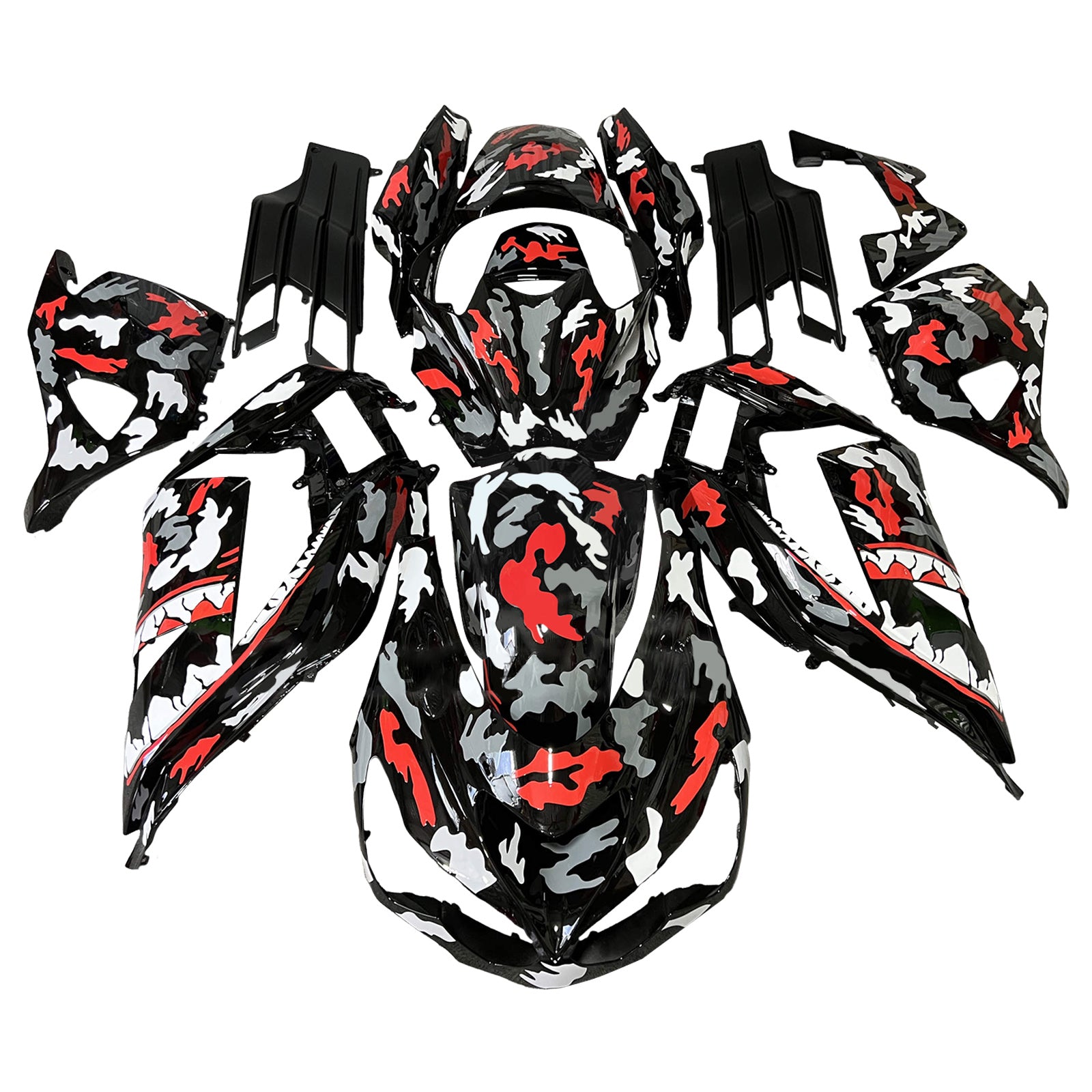 Amotopart 2012-2025 Kawasaki ZX14R ZZR1400 Camouflage Black Red Fairing Kit