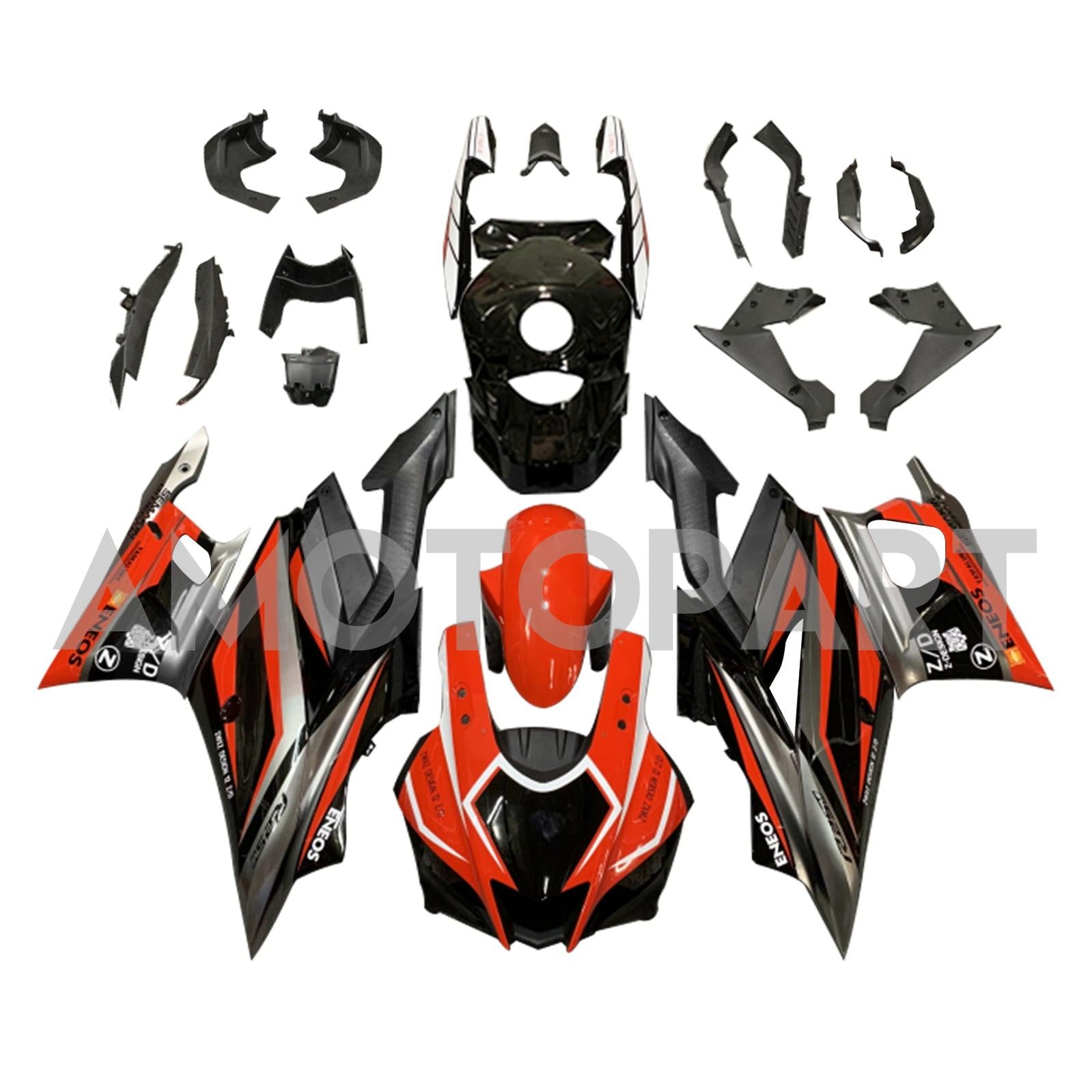 Amotopart 2022-2024 Yamaha YZF-R3 R25 Red&Dark Grey Fairing Kit