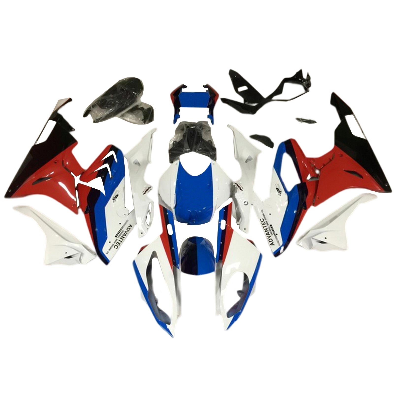 Amotopart BMW S1000RR 2015-2016 Bleu&Kit de carénage rouge Style2