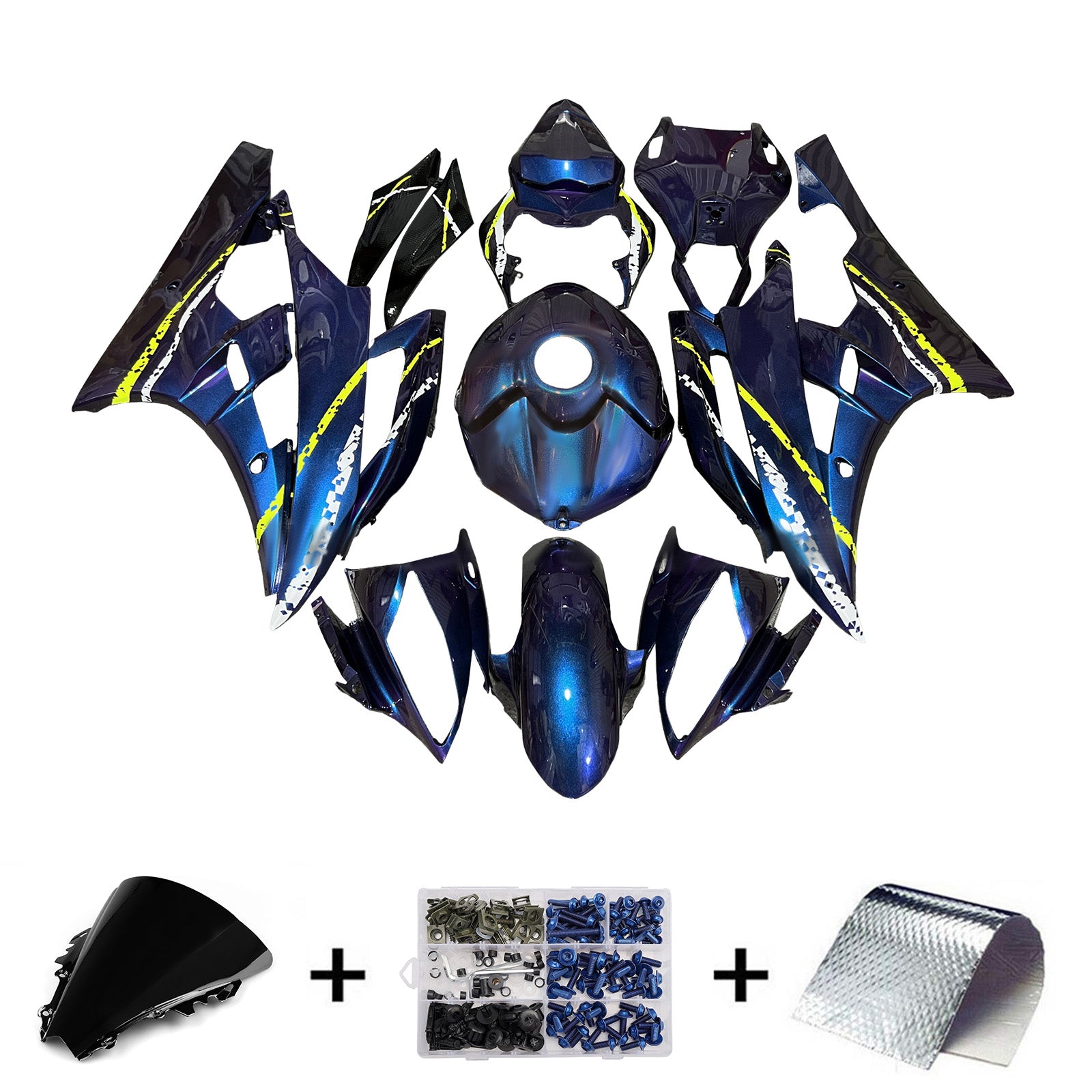 Amotopart 2006-2007 Yamaha YZF-R6 Blue & Black Fairing Kit