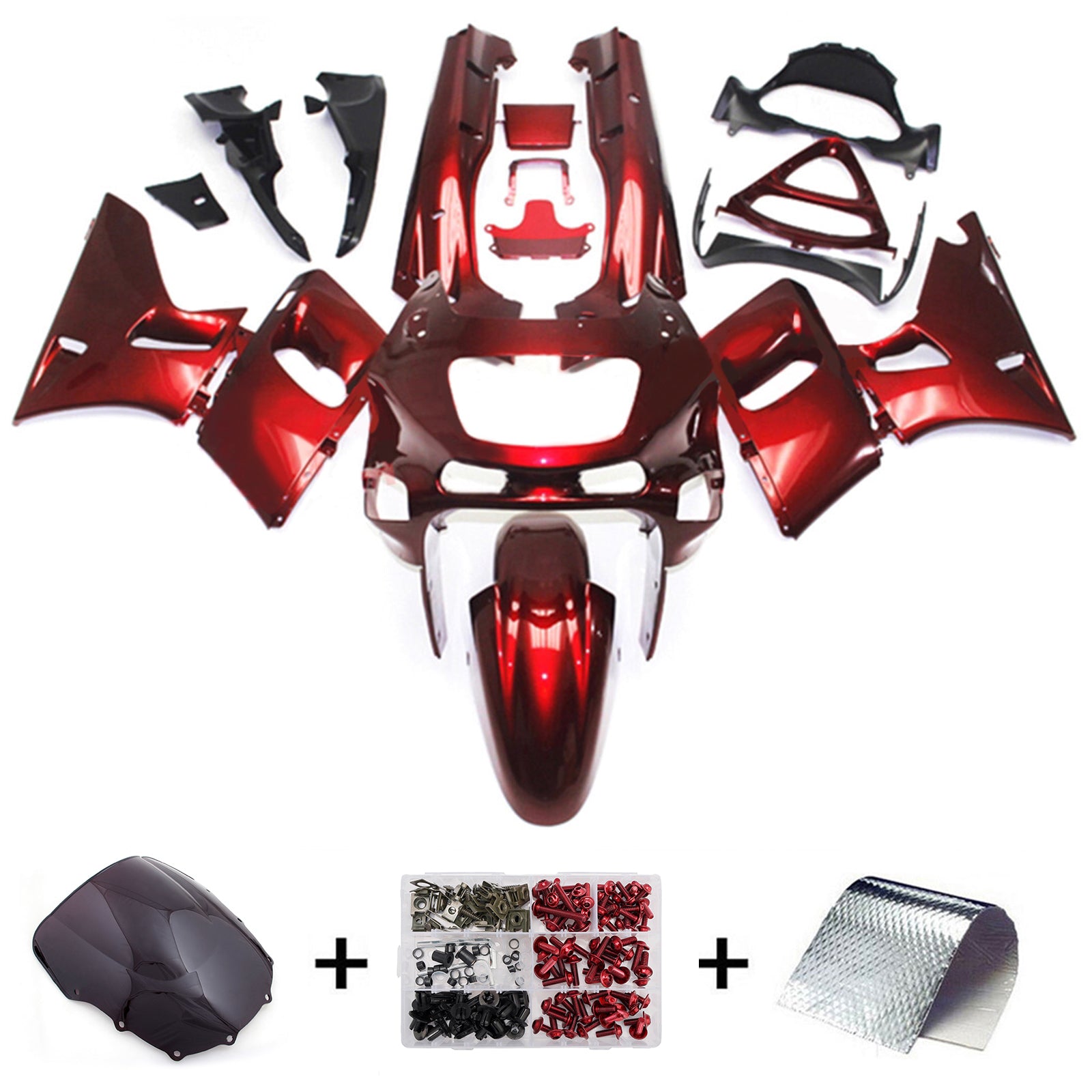 Amotopart Kawasaki 1993-2007 ZZR400 1998-2003 ZZR600 Red Fairing Kit