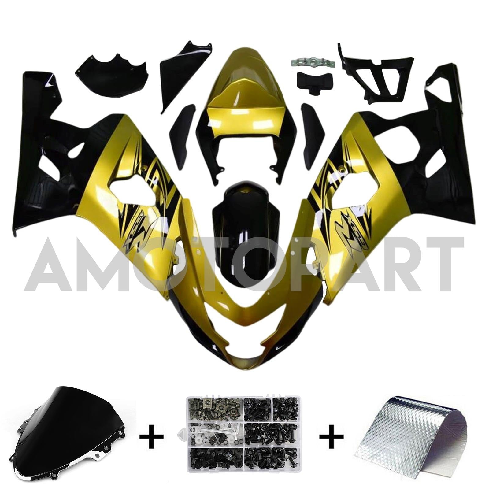 AMOTOPART 2004-2005 K4 GSXR 600/750 SUZUKI GOLD & BLACK Fairing Kit