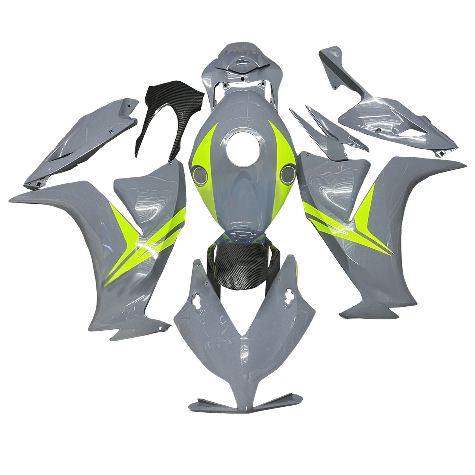 Amotopart 2012-2016 Honda CBR1000RR Carbon Fiber Pattern Grey Yellow Fairing Kit