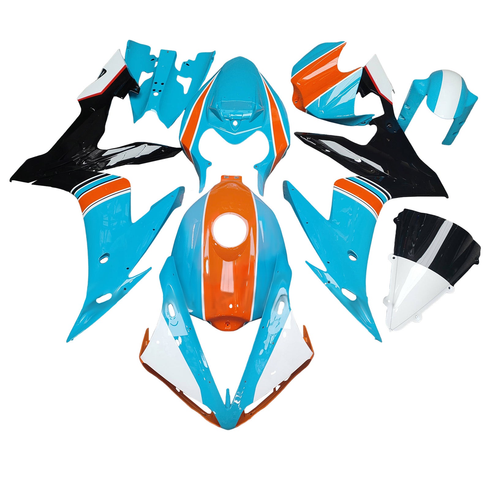 Amotopart 2004-2006 Yamaha YZF-R1 Light Blue Orange Fairing Kit