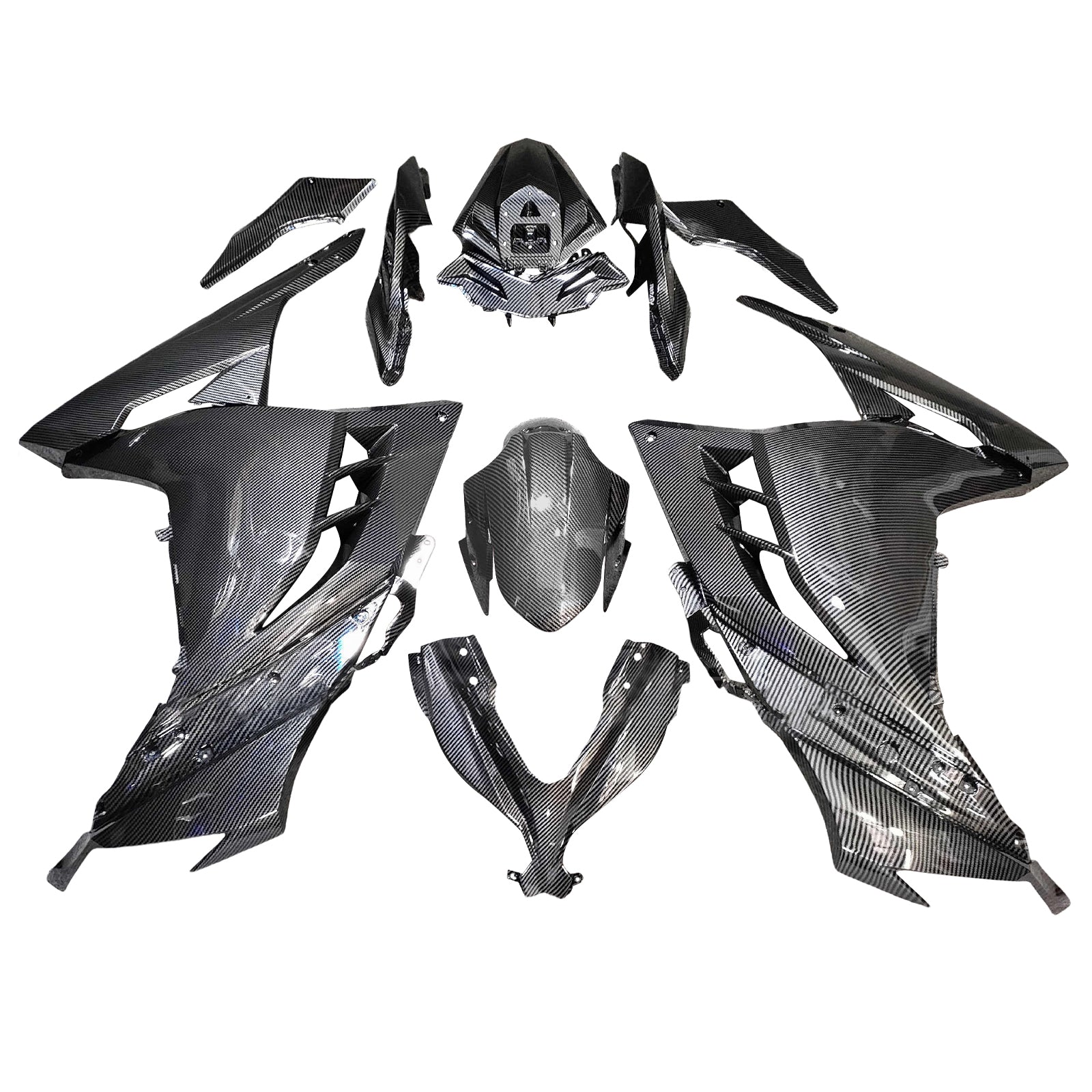 Amotopart 2013-2024 Kawasaki EX300 Ninja300 Carbon Fiber Pattern Fairing Kit