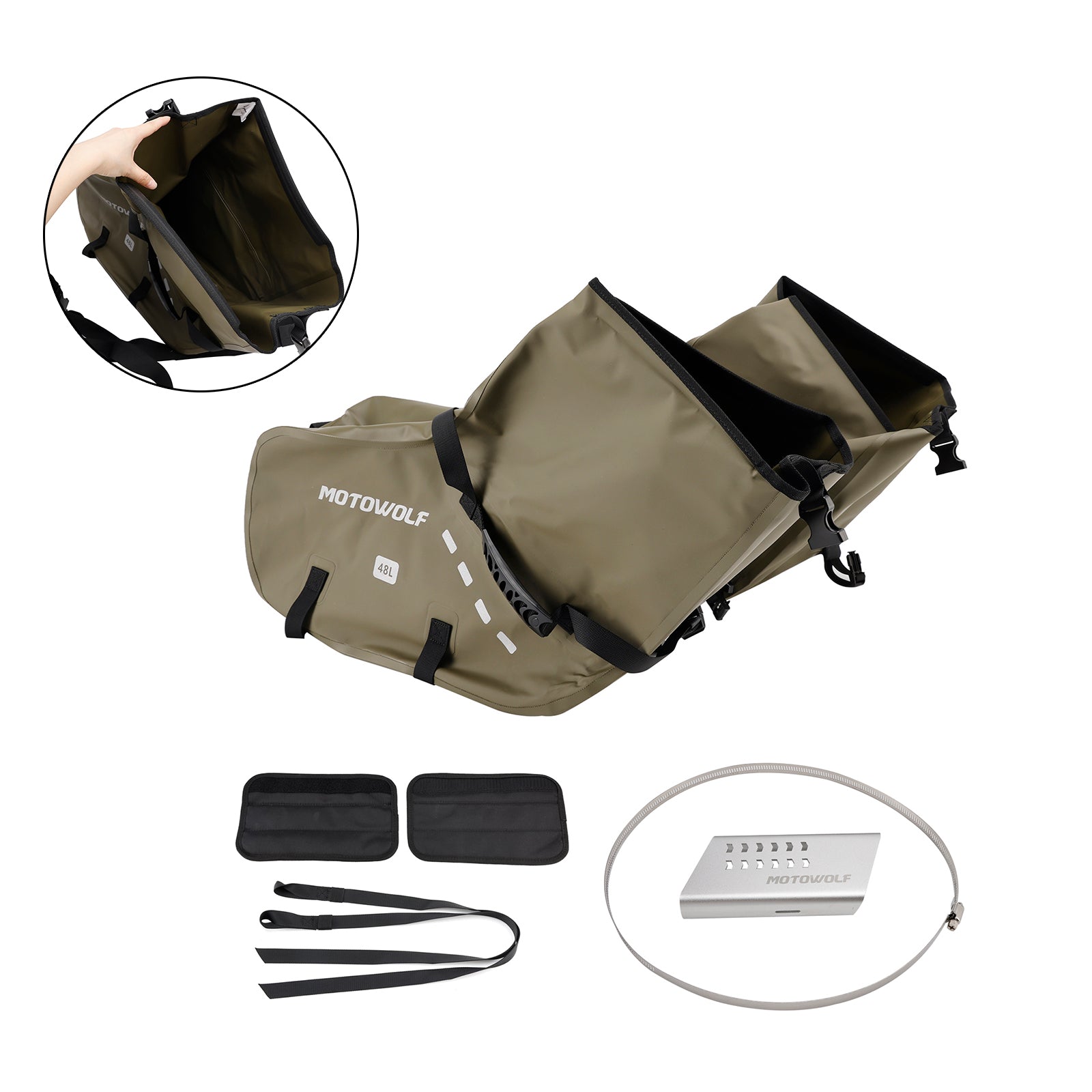 Scooter Motorcycle Side Tail Bag Saddlebag Color Matching Luggage 86L Green