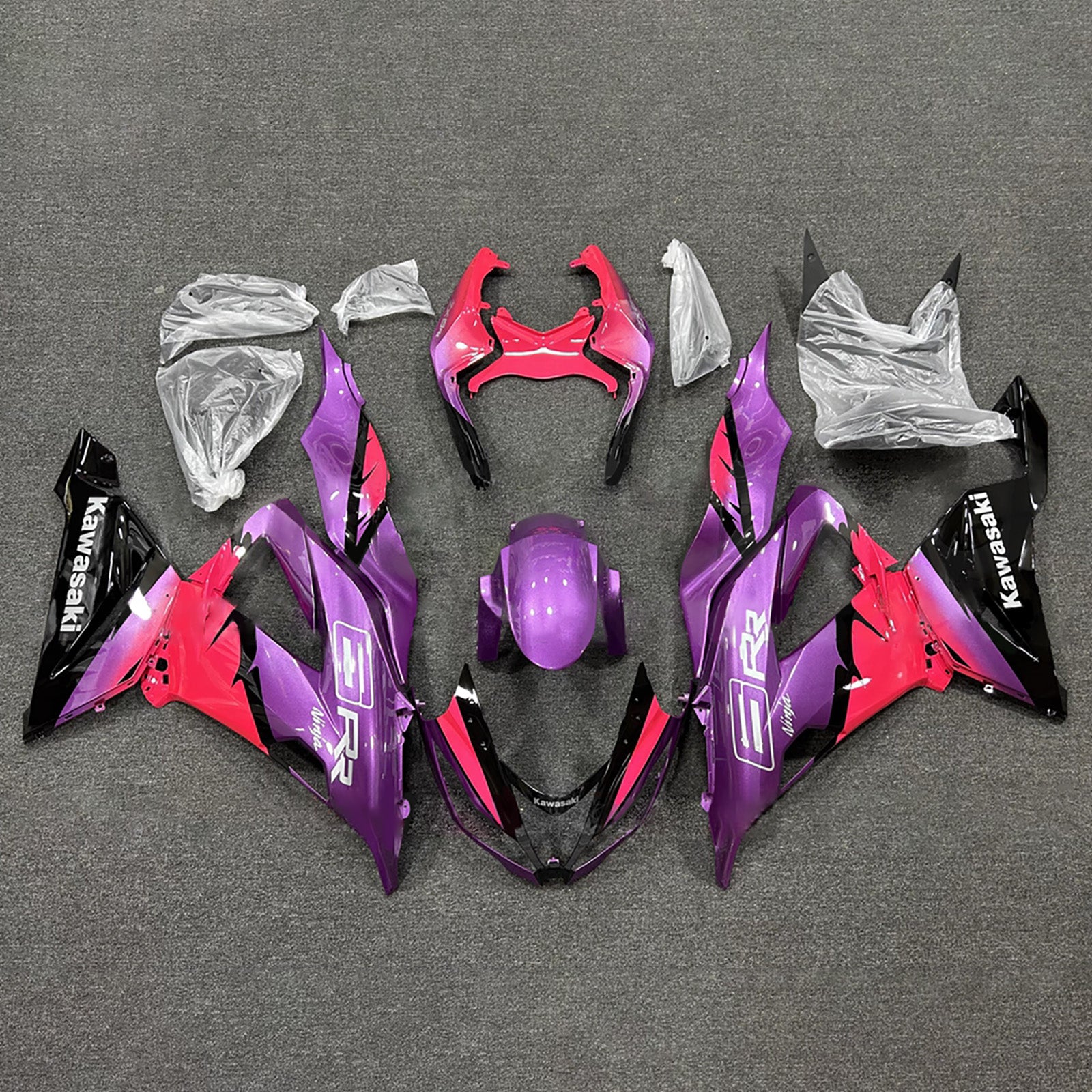 Amotopart 2013-2018 Kawasaki ZX6R 636 Purple Black Pink Fairing Kit