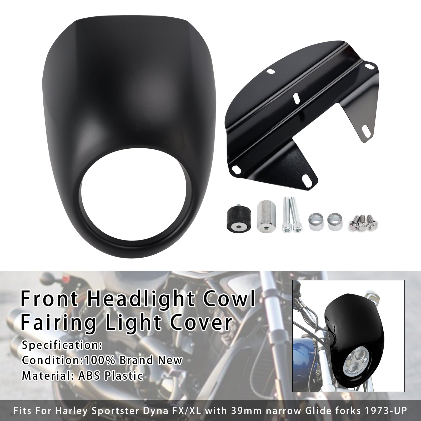 1973-up Sportster Dyna XL 883 1200 FX Headlight Fairing Light Cover