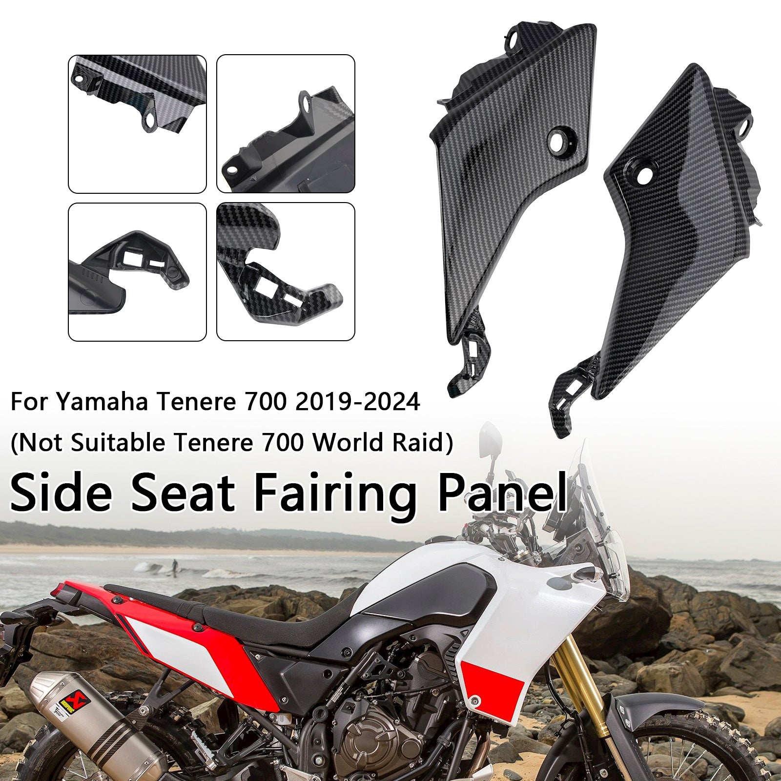 2019-2024 YAMAHA TENERE 700 Painel de carenagem de assento lateral capuz