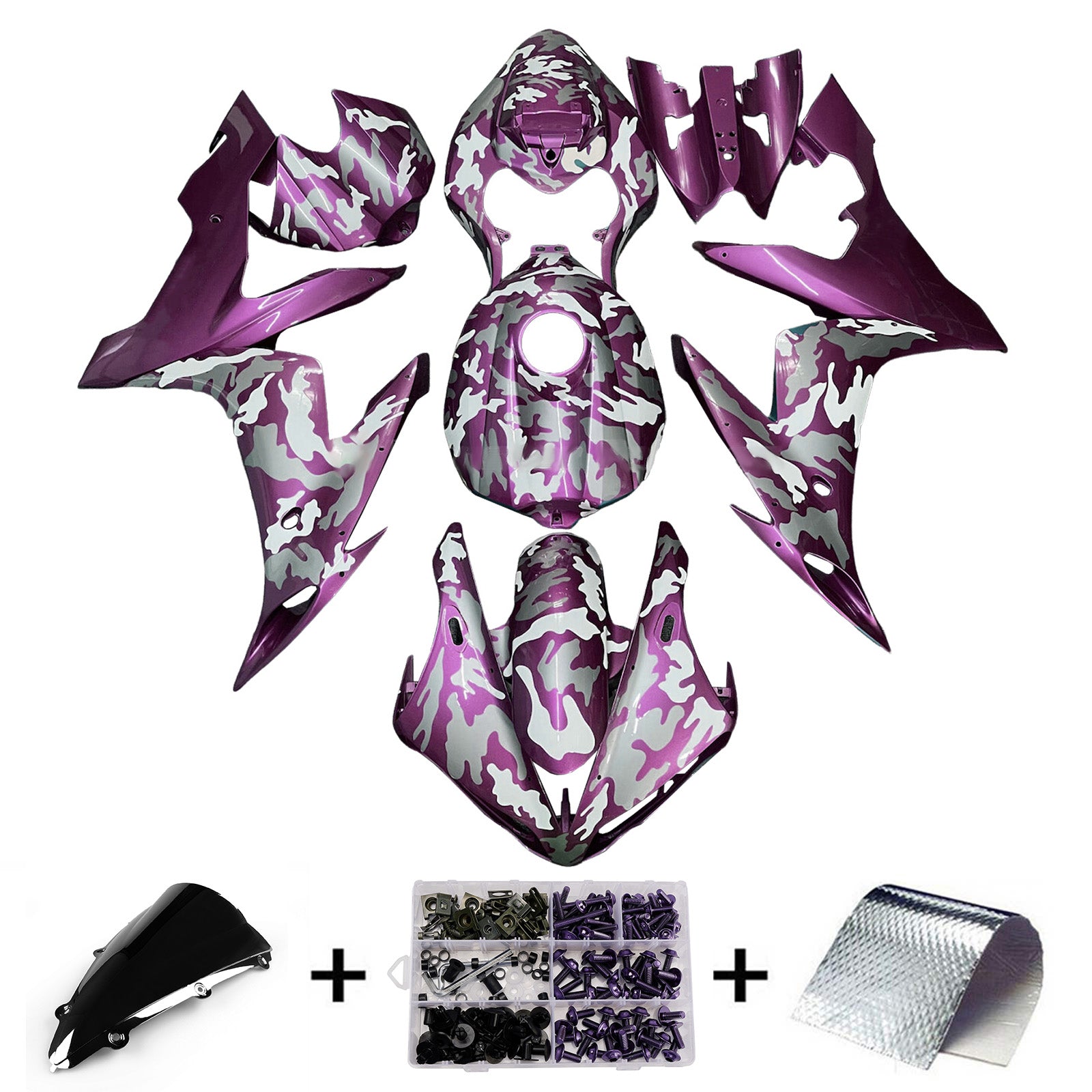 Amotopart 2004-2006 Yamaha YZF-R1 Purple White Fairing Kit