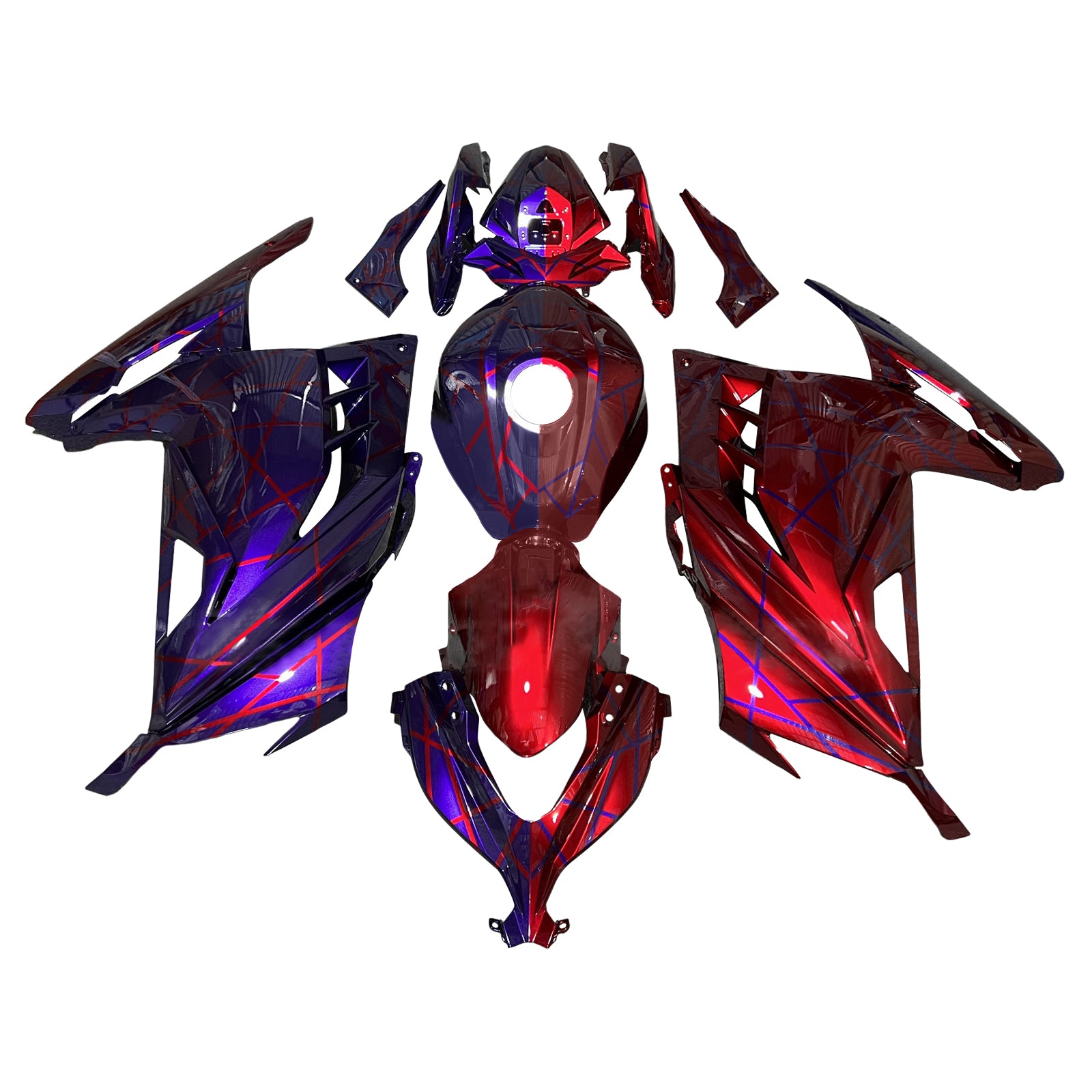 Amotopart 2013-2024 Kawasaki EX300 Ninja 300 Red Purple Fearing Kit