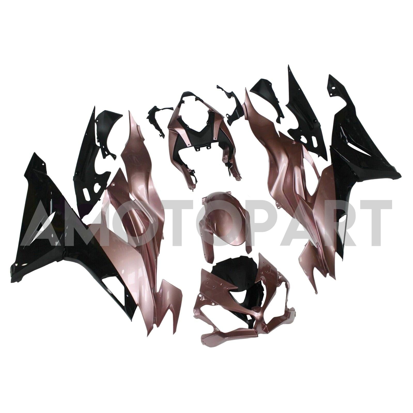 Amotopart 2019-2023 Kawasaki Zx6r Gold Black Fairing Kit