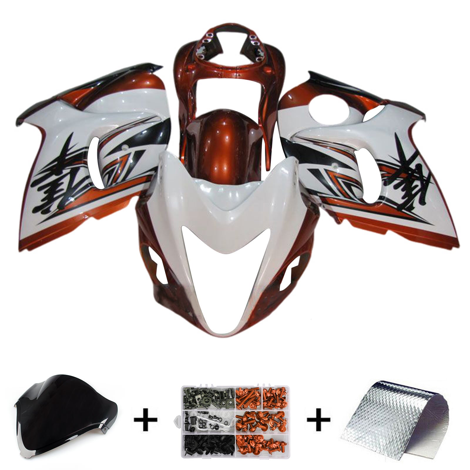 Amotopart 2008-2020 GSX1300R Hayabusa Suzuki Gloss Dark Red & White Kuip Kit