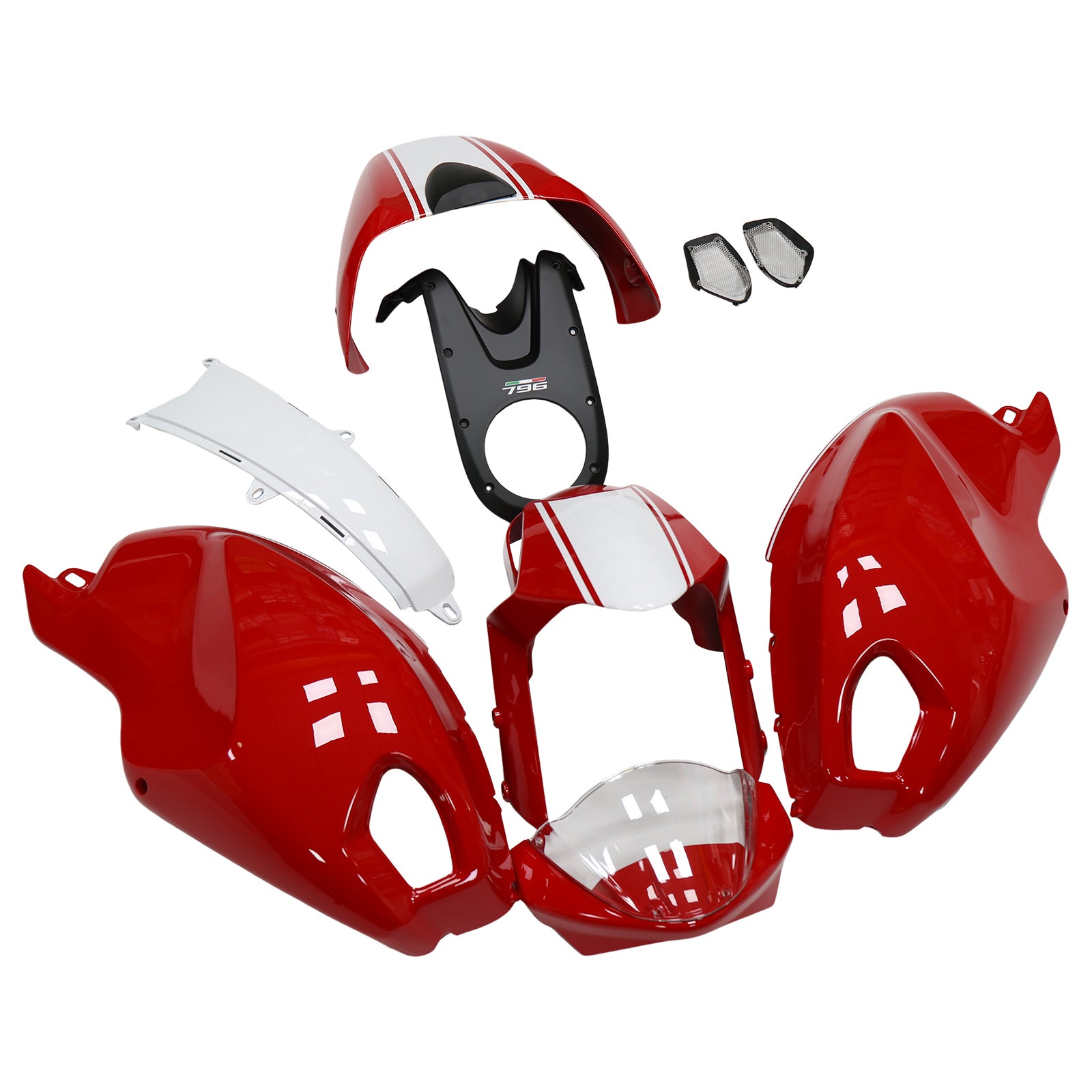 Amotopart alle år Ducati Monster 696 796 1100 S EVO Hvid/Rød Beklædningssæt