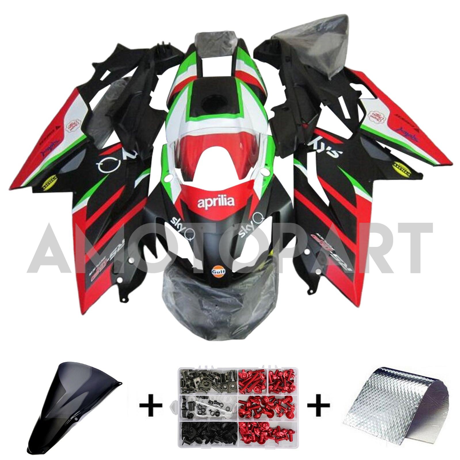 Amotopart 2012-2016 RS4 125 50 Aprilia Red&Green Style3 Fairing Kit