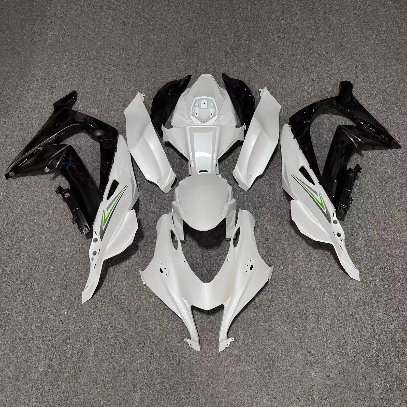 Amotopart 2016-2020 Kawasaki ZX10R White Black Fairing Kit