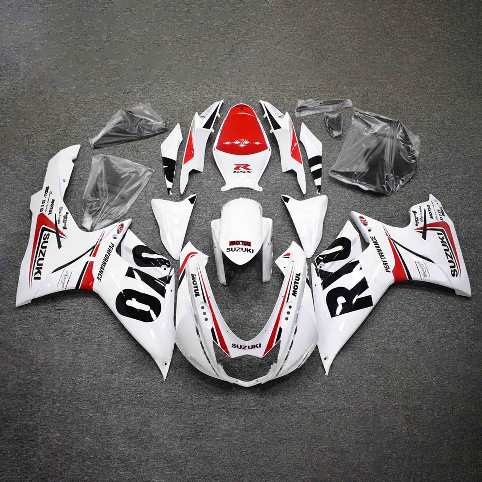 Amotopart 2011-2026 Suzuki GSXR 600/750 White Black Red Fairing Kit