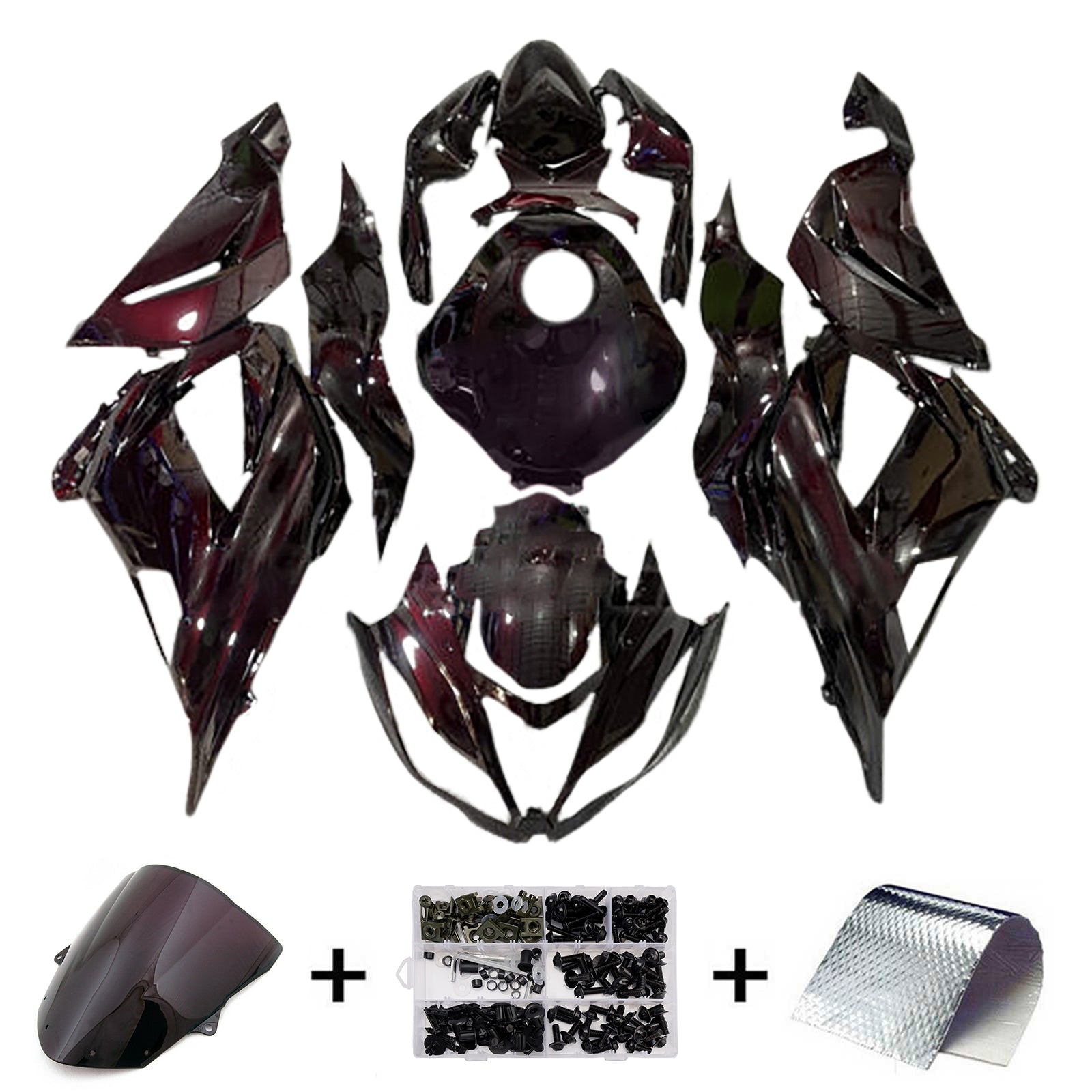 Amotopart 2013-2018 Kawasaki ZX6R 636 Dark Red Fairing Kit