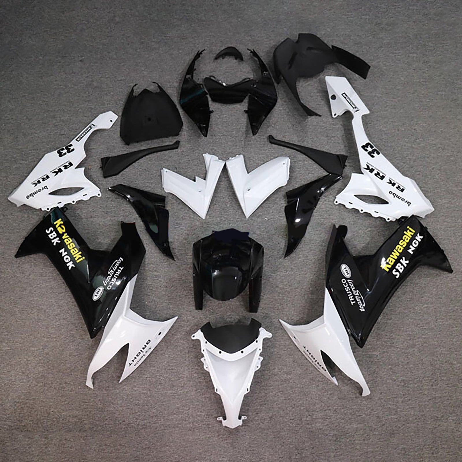 Amotopart 2008-2010 Kawasaki ZX10R Black & White Fairing Kit
