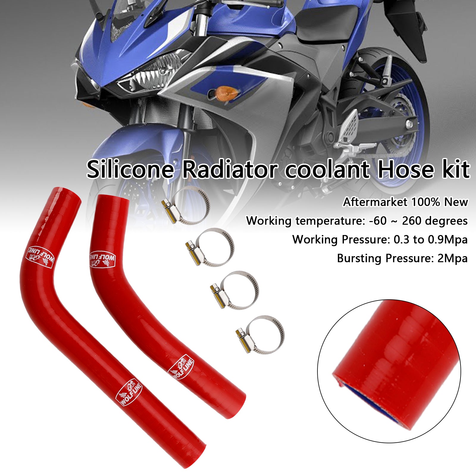 2015-2024 Yamaha MT-03 MT-25 YZF R3 R25 Mangueira de resfriador de radiador de silicone R25